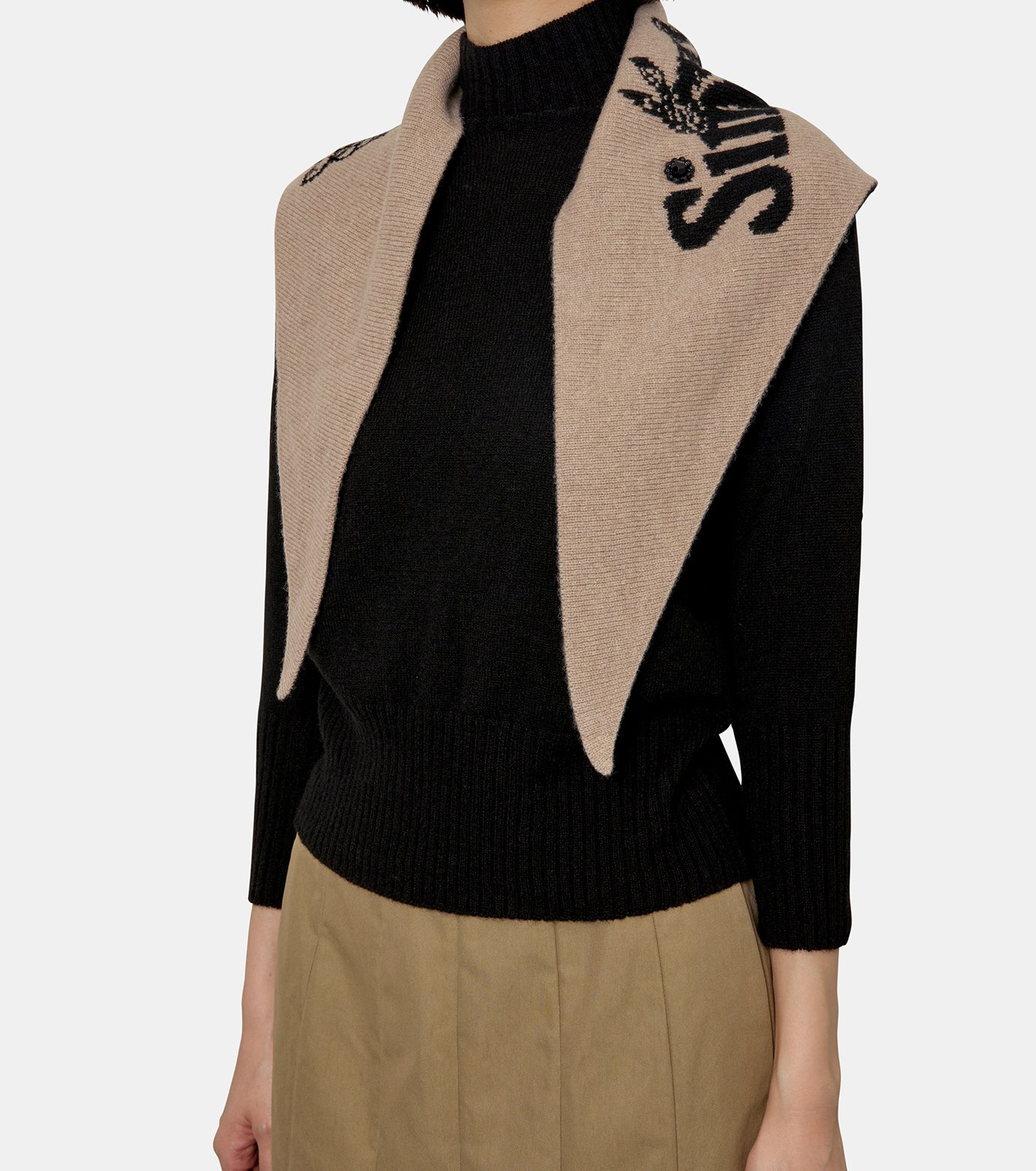 シモーネ・ロシャ ロンググラフィックロゴニットスカーフ　マフラー シモーン ロシャ - Simone Rocha | Graphic Logo Knit | RESTIR リステア