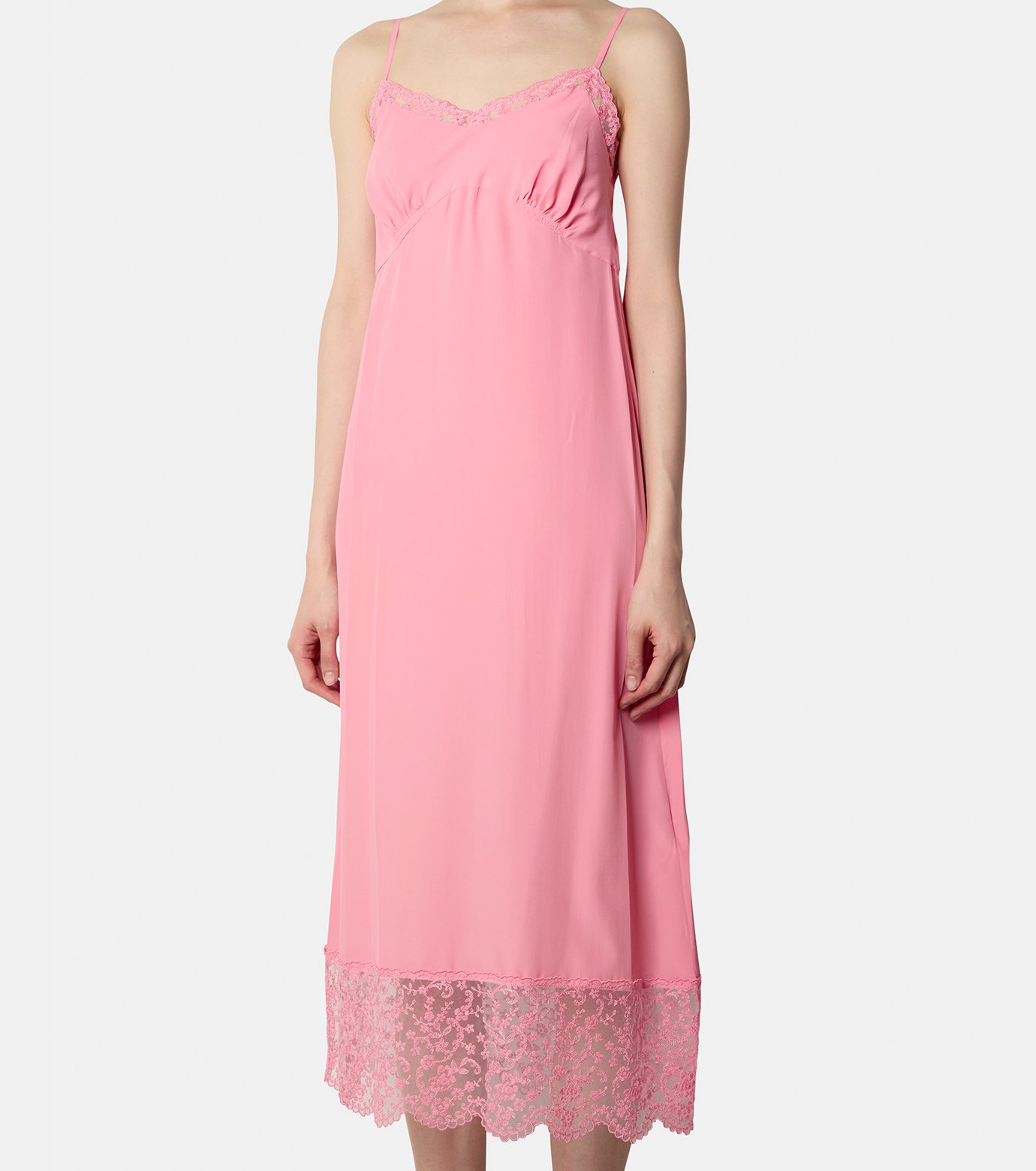 新作*SIMONE ROCHA* サテンミディドレス ワンピース ピンク 関税込＊［Simone Rocha］スモックサテンミディドレス