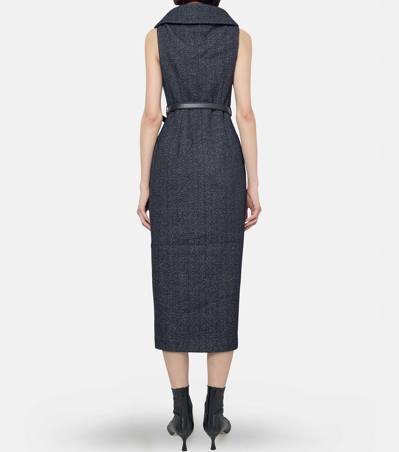 セルフポートレート - self-portrait | Grey Herringbone Wool Midi 
