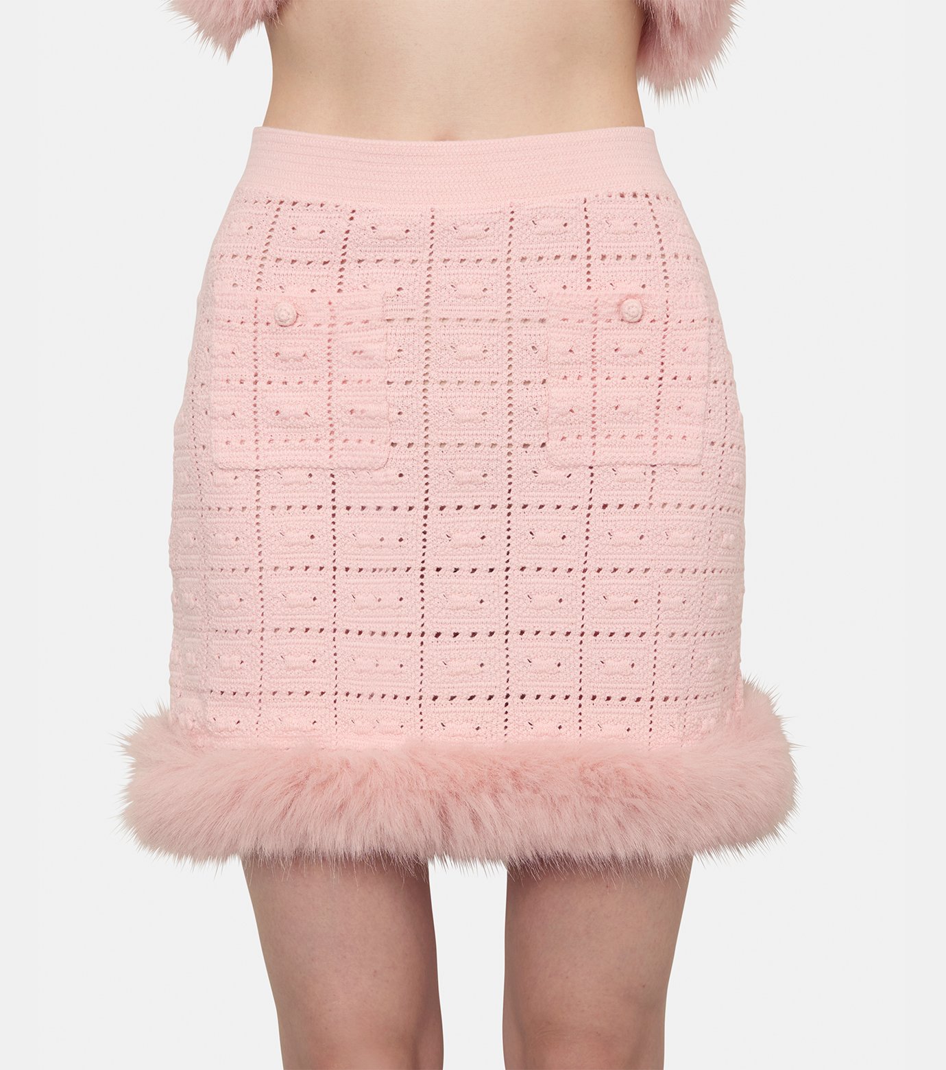 セルフポートレート - self-portrait | Pink Fur Hem Knit | RESTIR