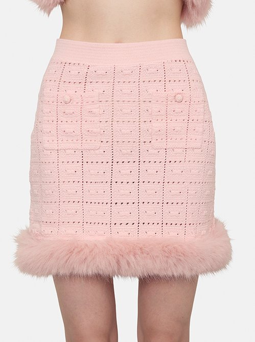 セルフポートレート - self-portrait | Pink Fur Hem Knit