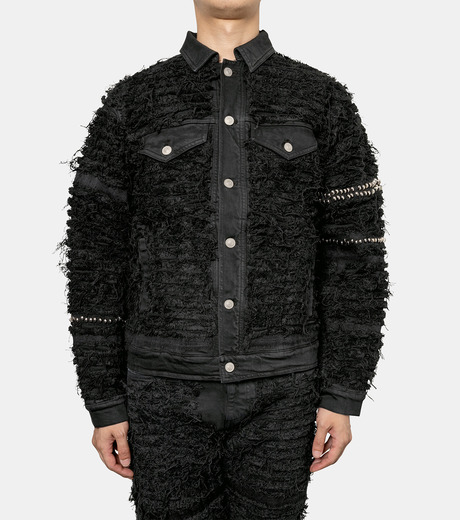 studded denim jacket black