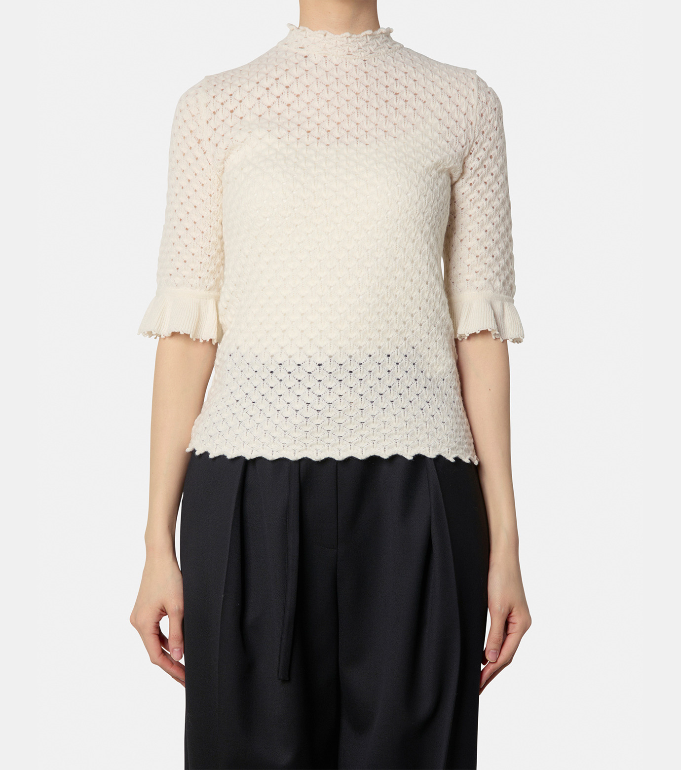 クロエ - Chloe | SS Wool Cashmere Pointelle-Off White-XSの