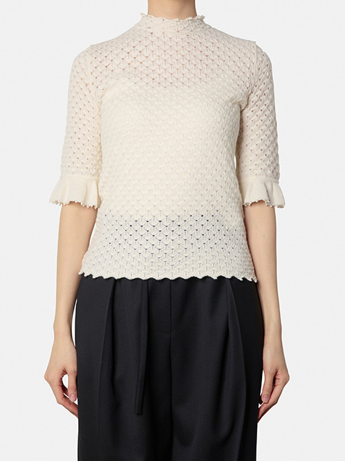 クロエ - Chloe | SS Wool Cashmere Pointelle-Off White-XSの