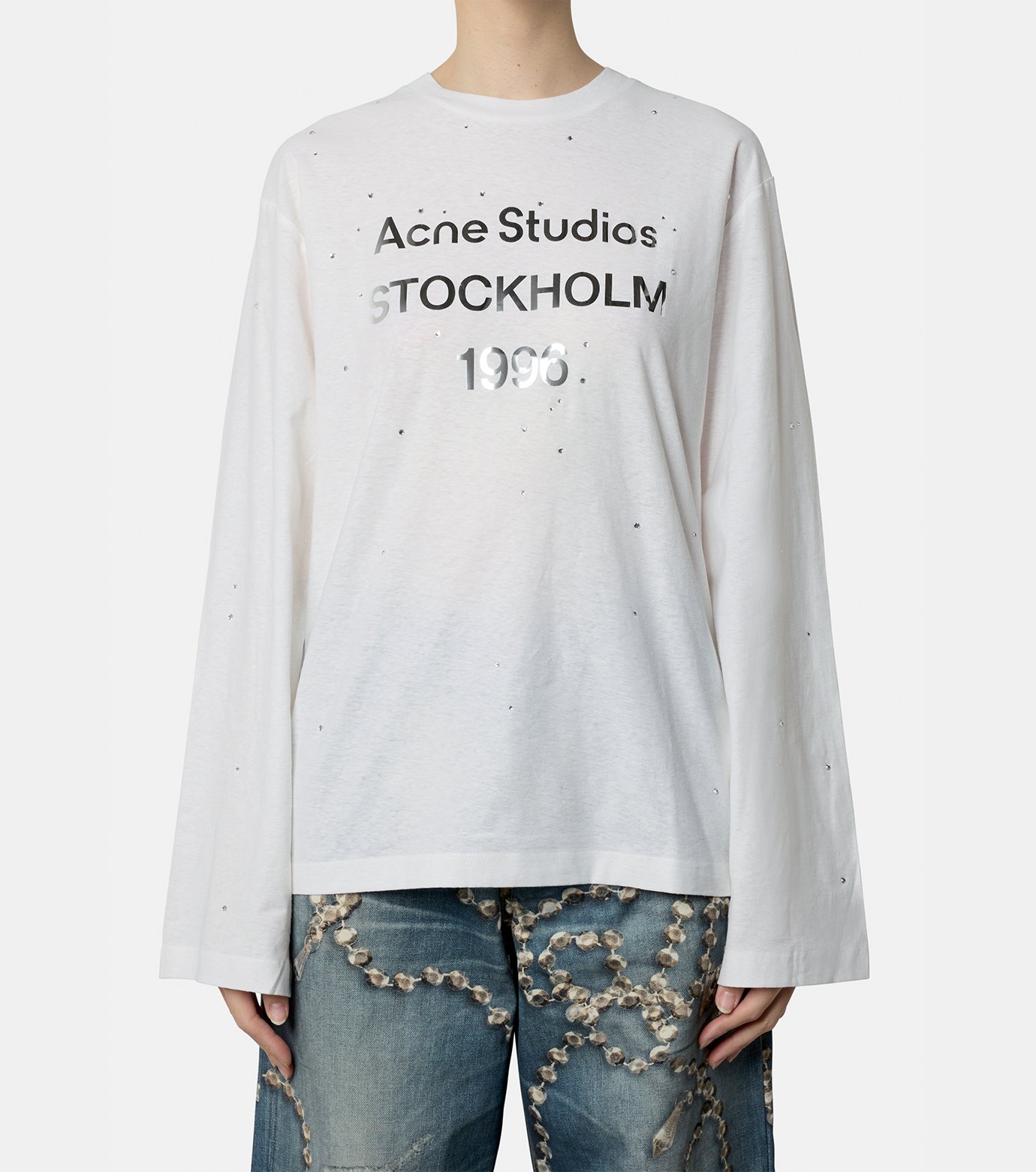 Acne Studios 1996 Rhinestone ロンT 白 アクネ ストゥディオズ - Acne Studios | Edden U 1996 Rhinestone