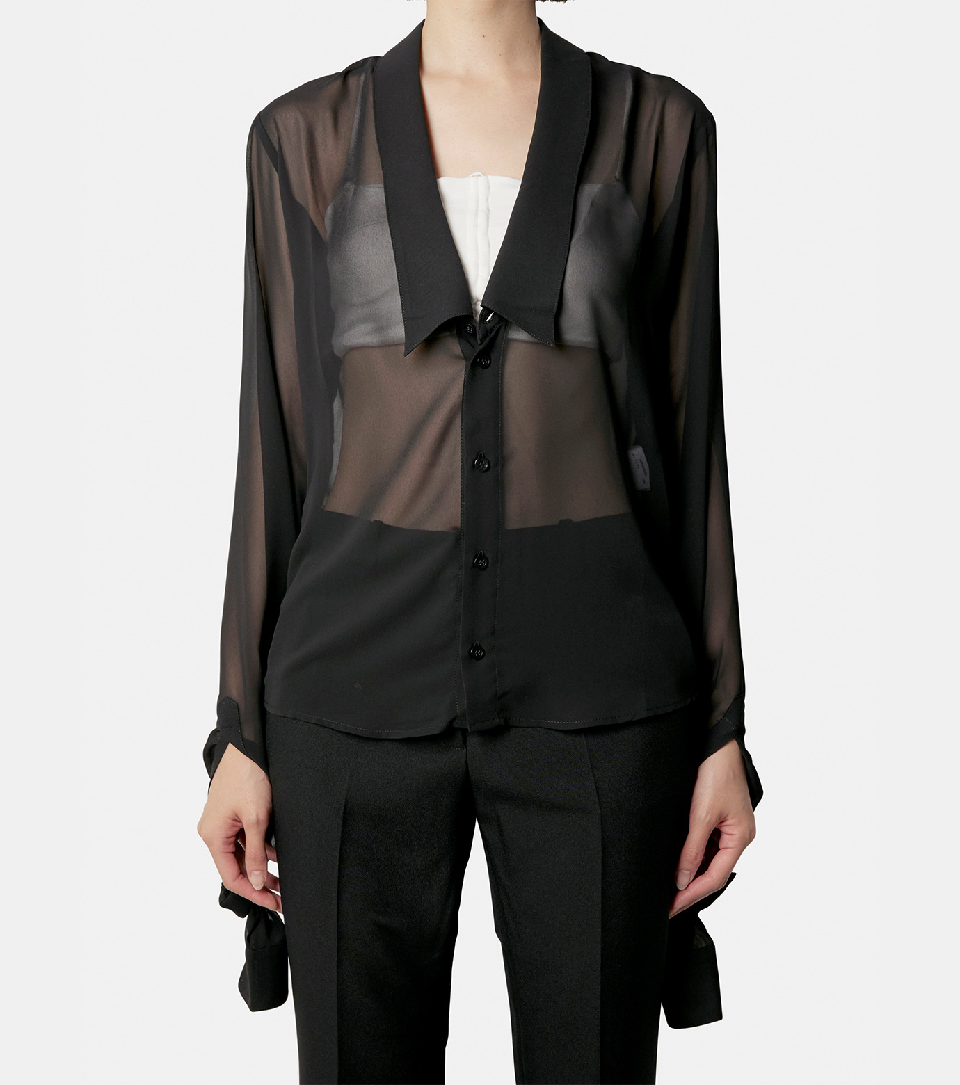 コペルニ - coperni | Open Collar Shirt-Black-36の通販