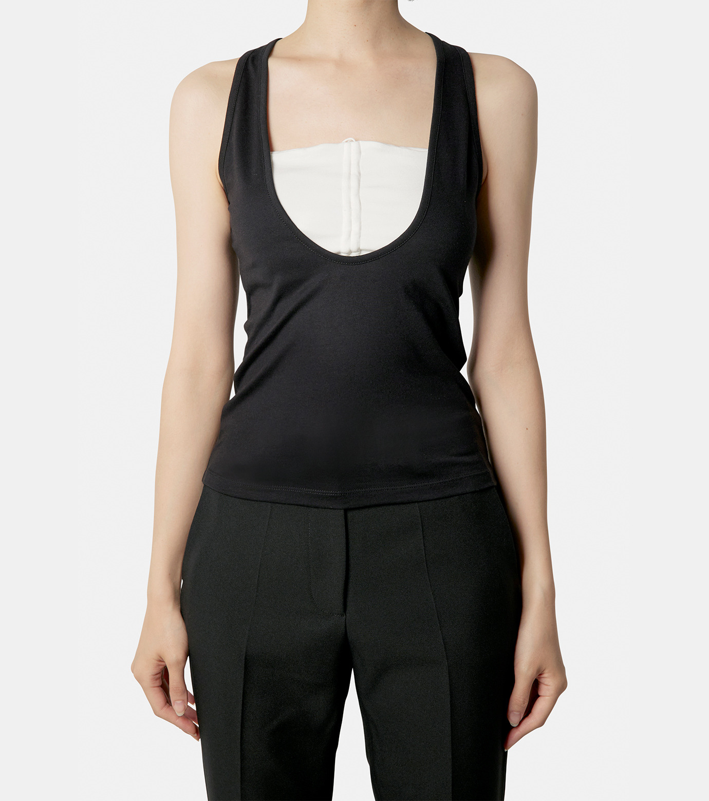 コペルニ - coperni | Deep Cut Tank Top-Black-Sの通販
