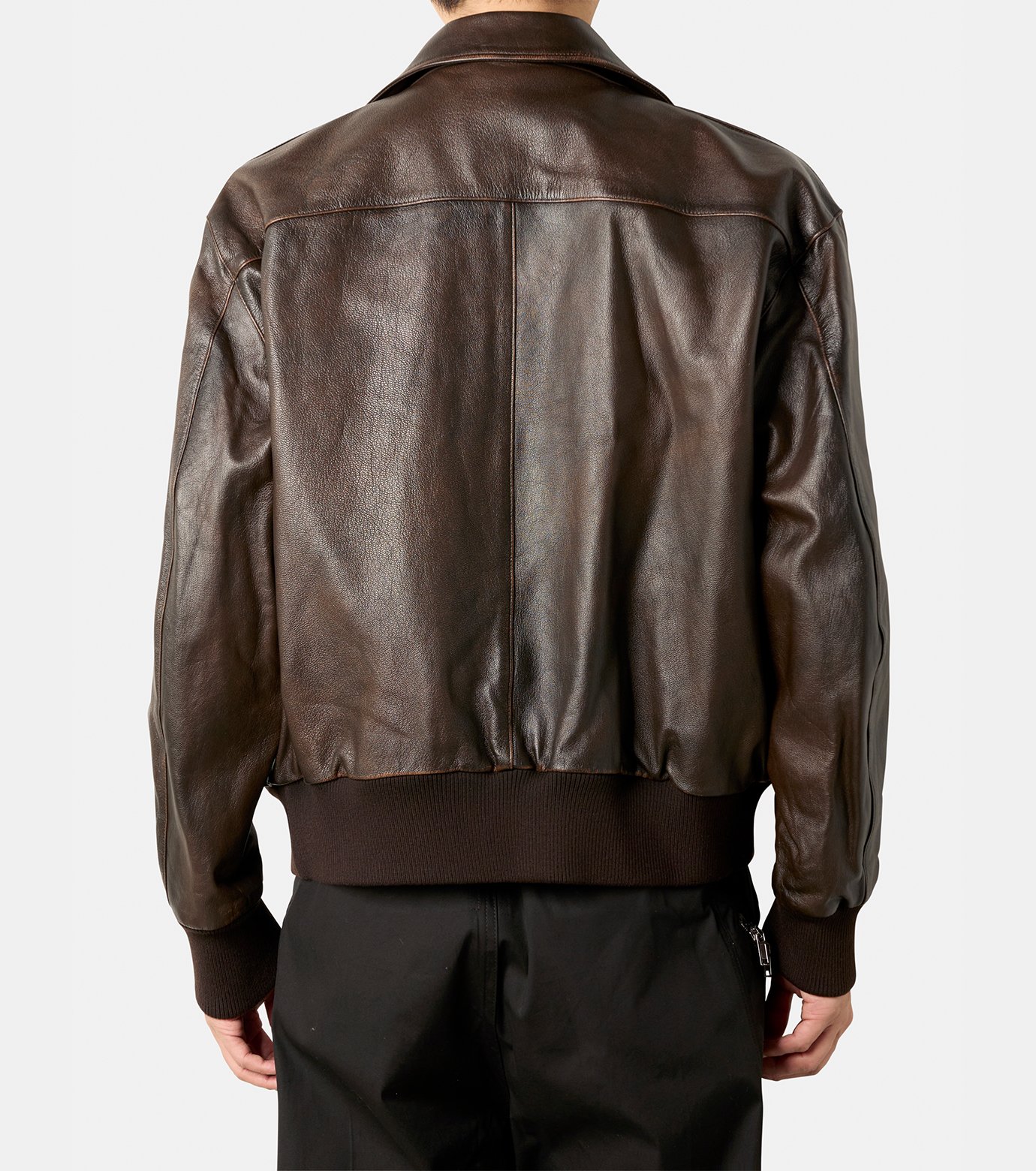 クアー - COOR | VINTAGE COW SKIN A-2 LEATHER JACKET-Dark | RESTIR