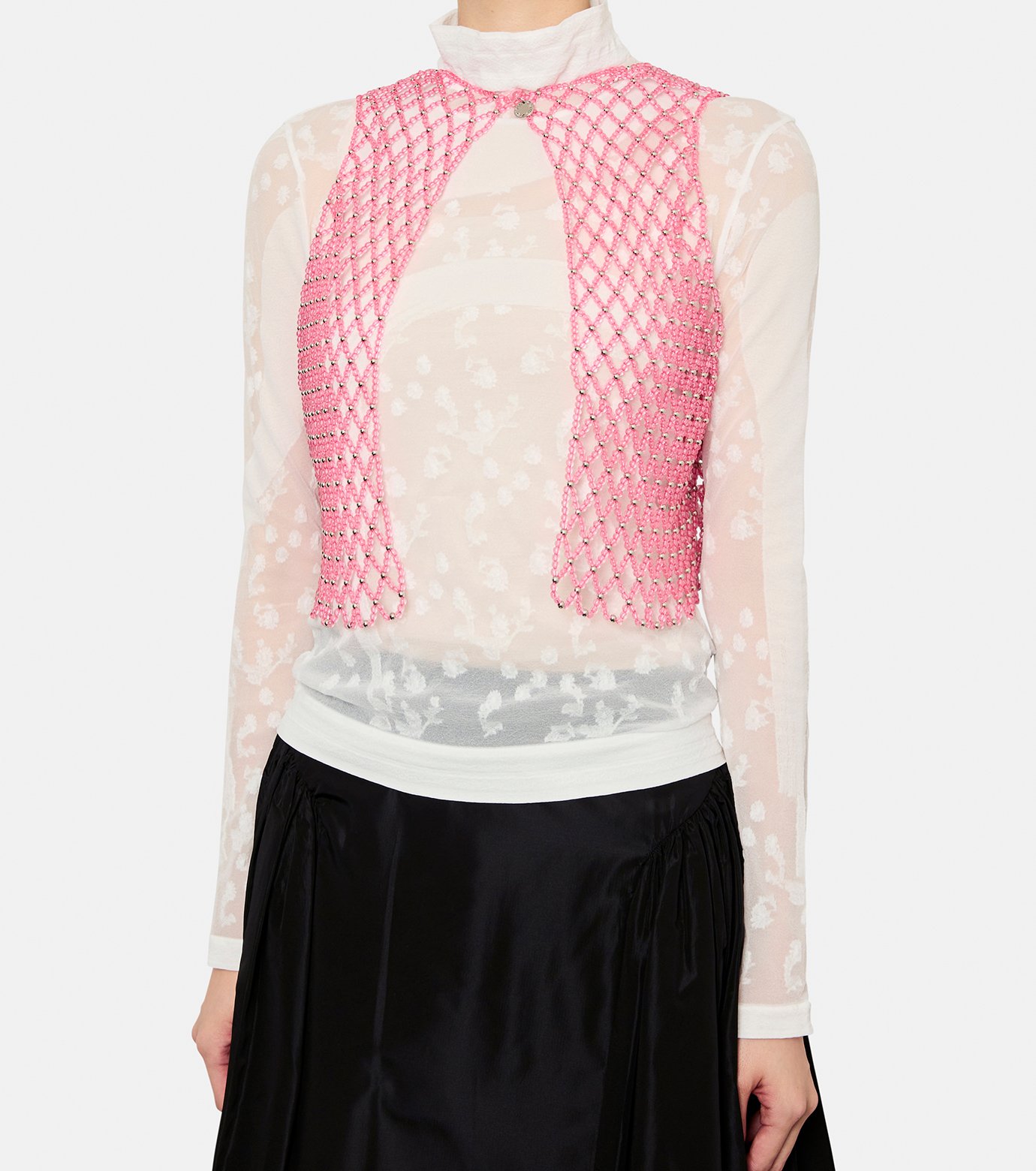 チカキサダchika kisada ビスチェ　ピンク チカ キサダ - Chika Kisada | Beaded Gilet-Pink-Fの通販