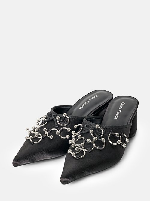 チカ キサダ - Chika Kisada | Pierced Mule-Black-35の通販 | RESTIR