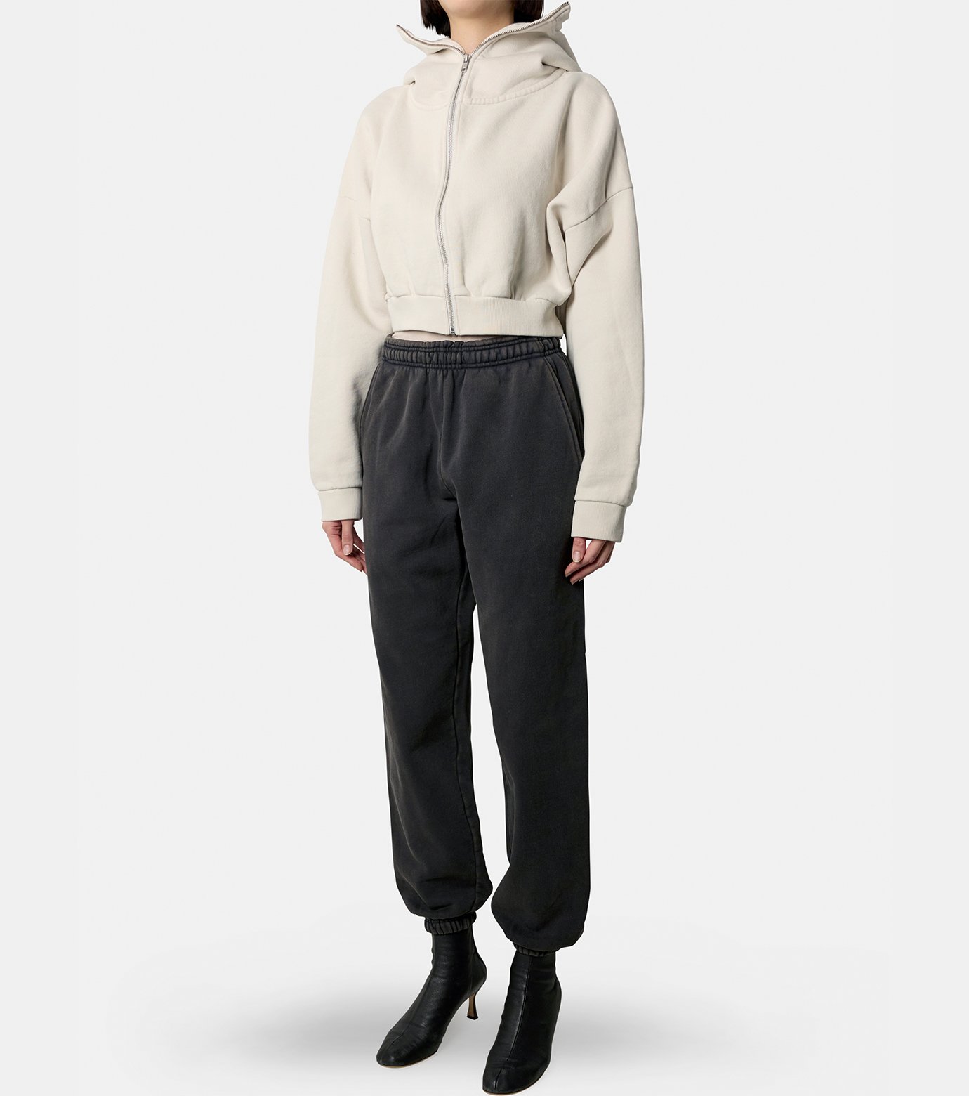 エンタイアスタジオ - ENTIRE STUDIOS | CROPPED FULL ZIP-White-Sの 