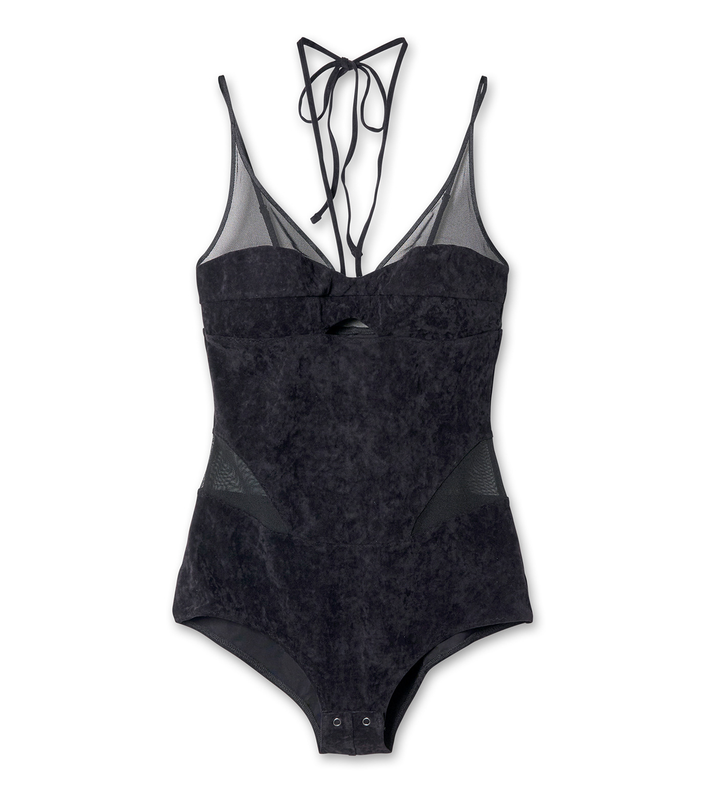 fetico SHEER PANELED VELOUR BODYSUIT