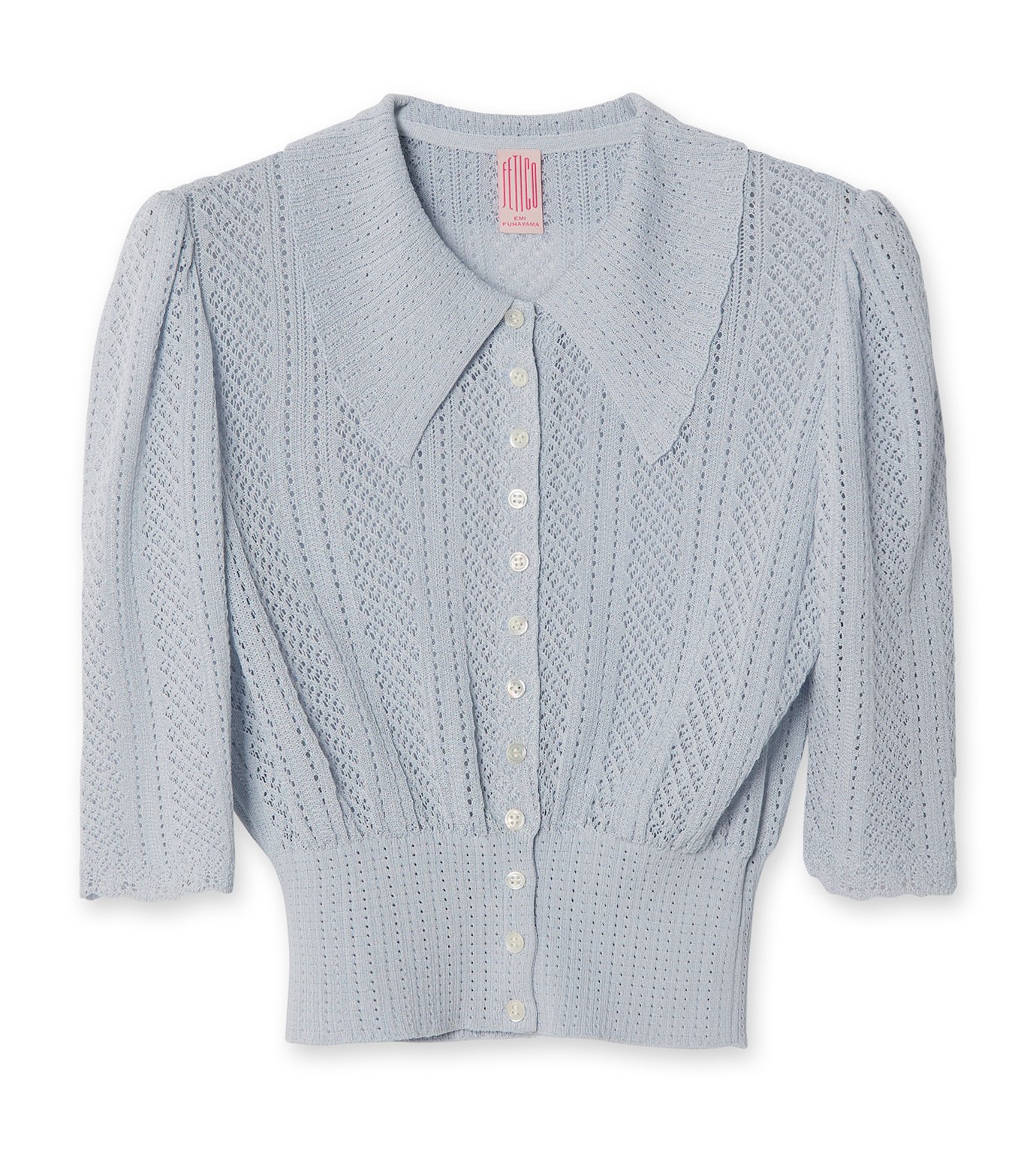 フェティコ - FETICO | Lace Knit Short-Sleeved Cardigan-Light