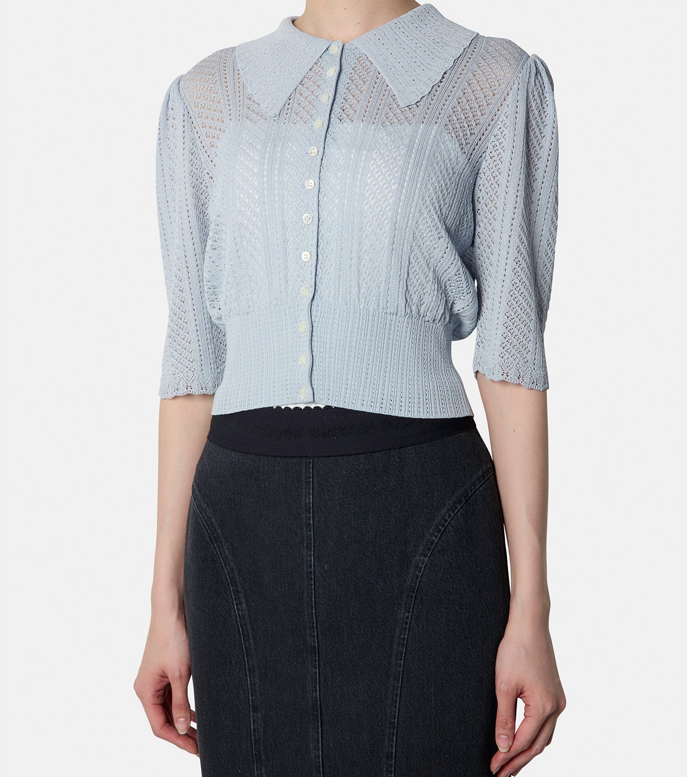 トップス fetico LACE KNIT SHORT-SLEEVED CARDIGAN LACE KNIT SHORT-SLEEVED CARDIGAN(1 OFF WHITE): FETICO