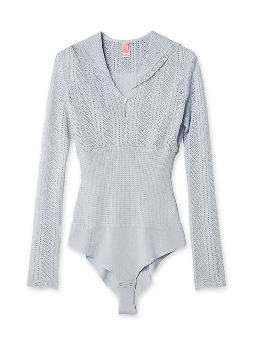 完売間近！【FETICO】LACE KNIT SAILOR COLLAR BODYSUIT LACE KNIT SAILOR COLLAR BODYSUIT(1 BLACK): FETICO: WOMENS