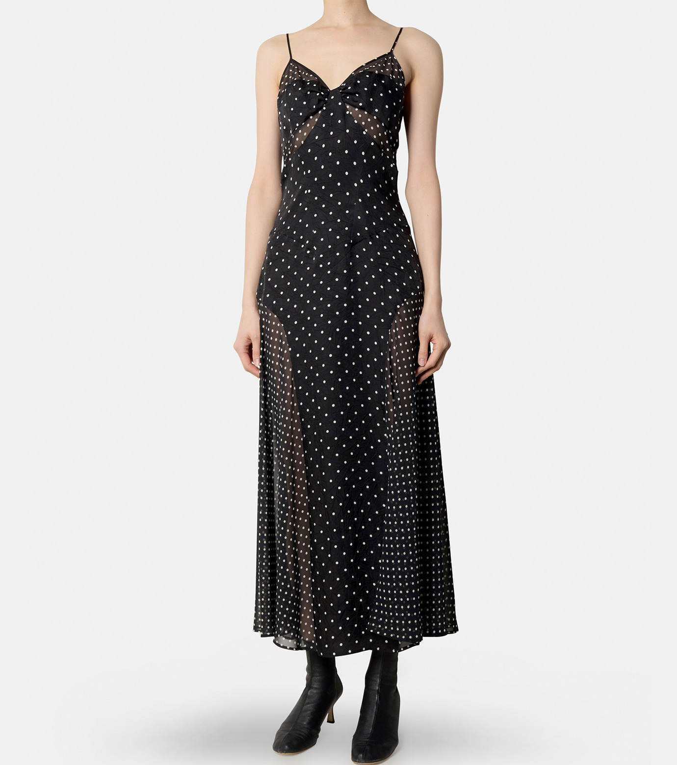 フェティコ - FETICO | Sheer Combined Slip Dress-Black-1の