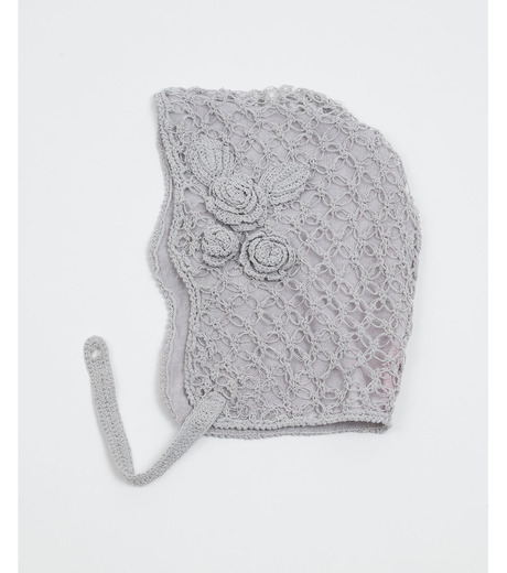 【FETICO】HAND-KNITTED ROSE BEANIE フェティコ - FETICO | Hand-Knitted Rose Beanie-Gray-Fの通販