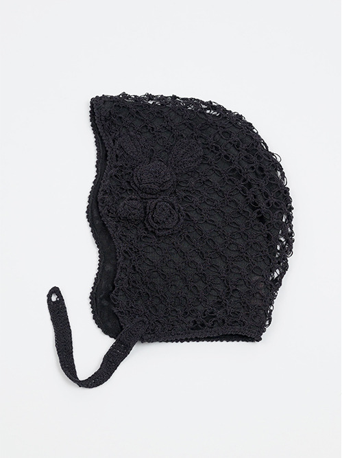 フェティコ - FETICO | Hand-Knitted Rose Beanie-Black-Fの通販