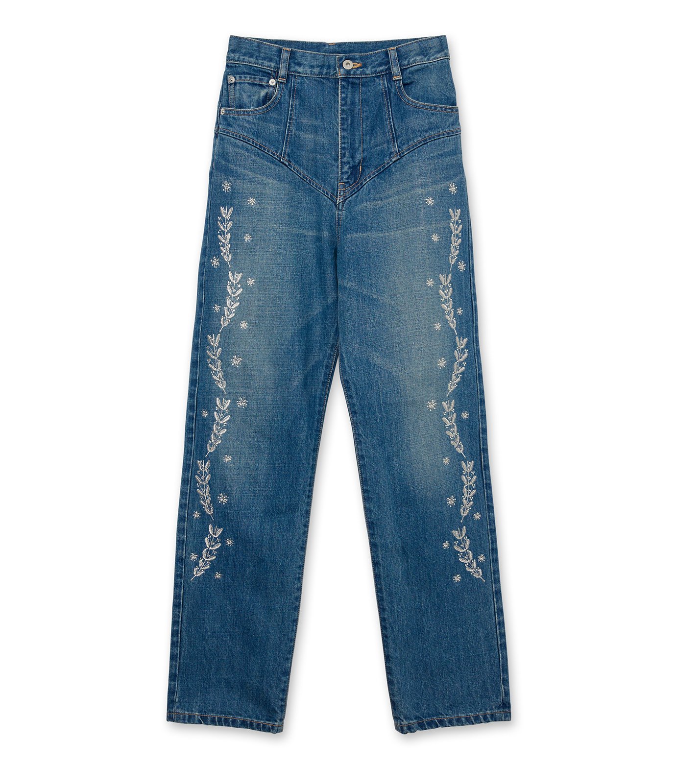 フェティコ - FETICO | Embroidered Straight Jeans-Indigo-38の通販
