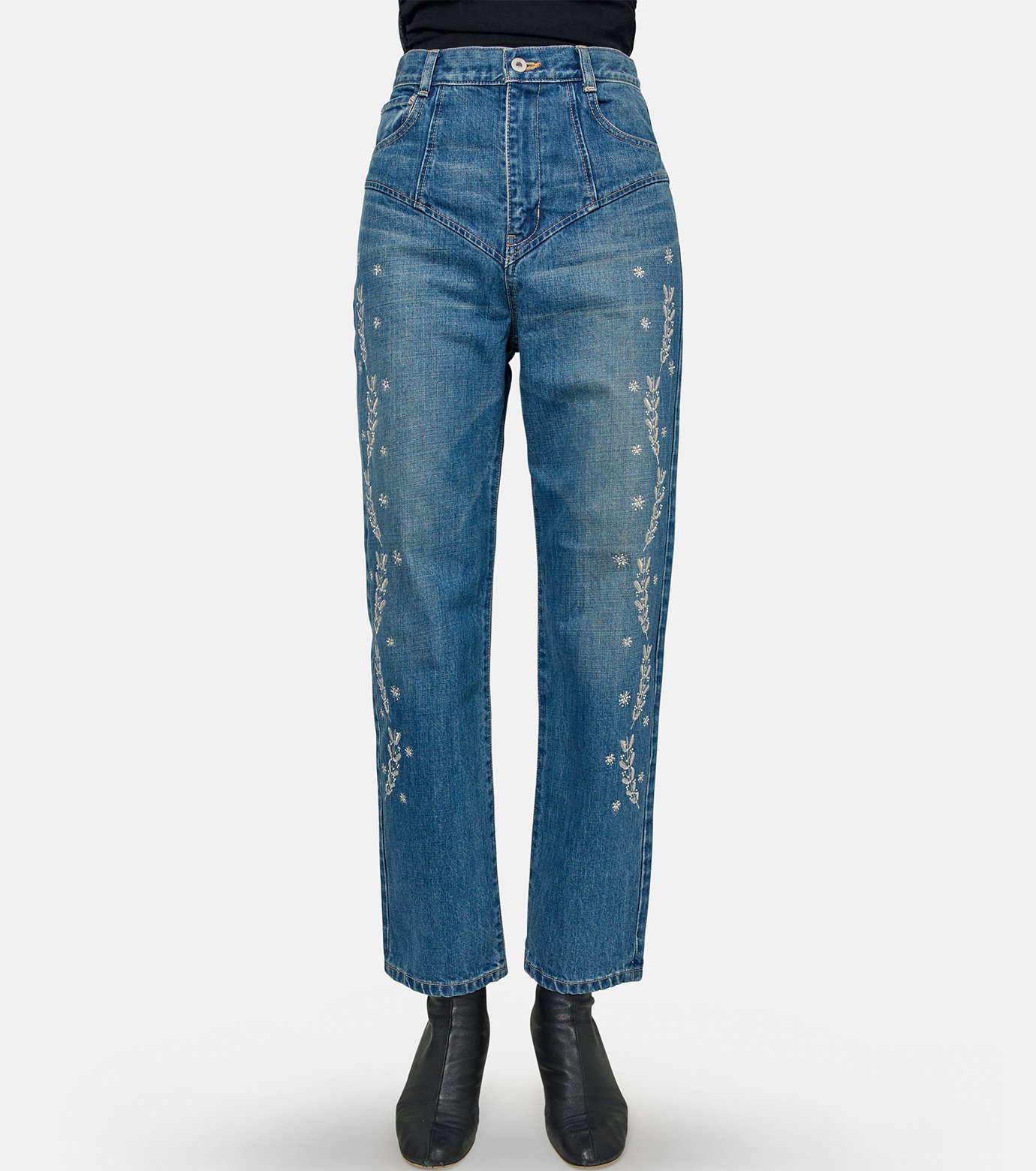 フェティコ - FETICO | Embroidered Straight Jeans-Indigo-38の通販