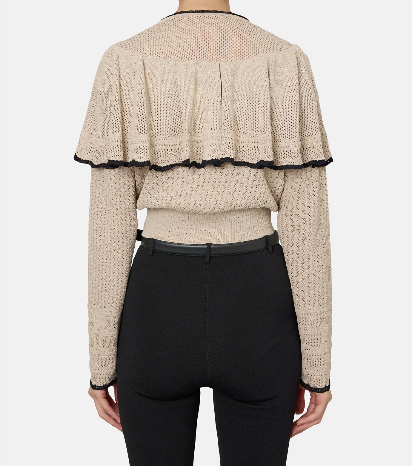 フェティコ - FETICO | Lace-Knit Cape Cardigan-Beige-36の通販