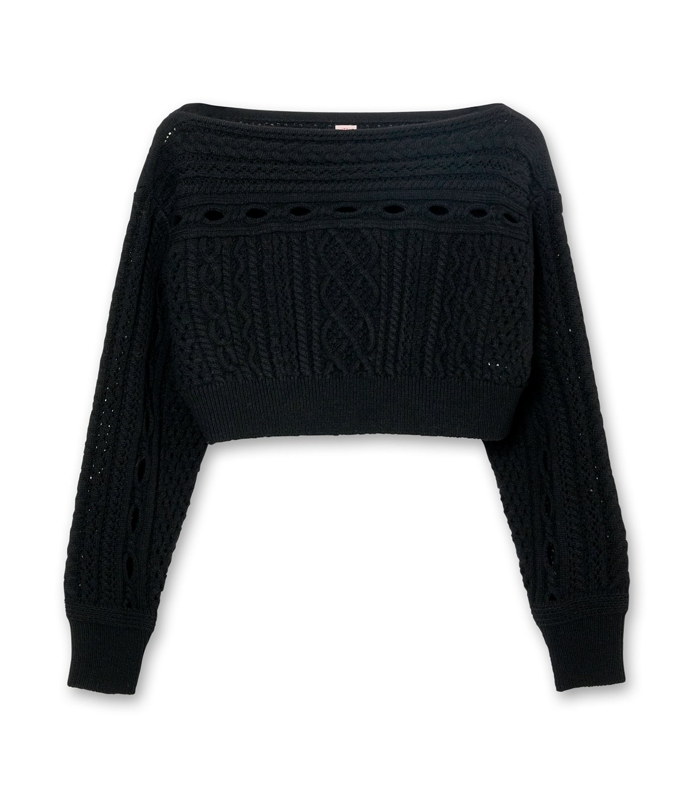 フェティコ - FETICO | Cable Knit Short Jumper-Black-36の通販