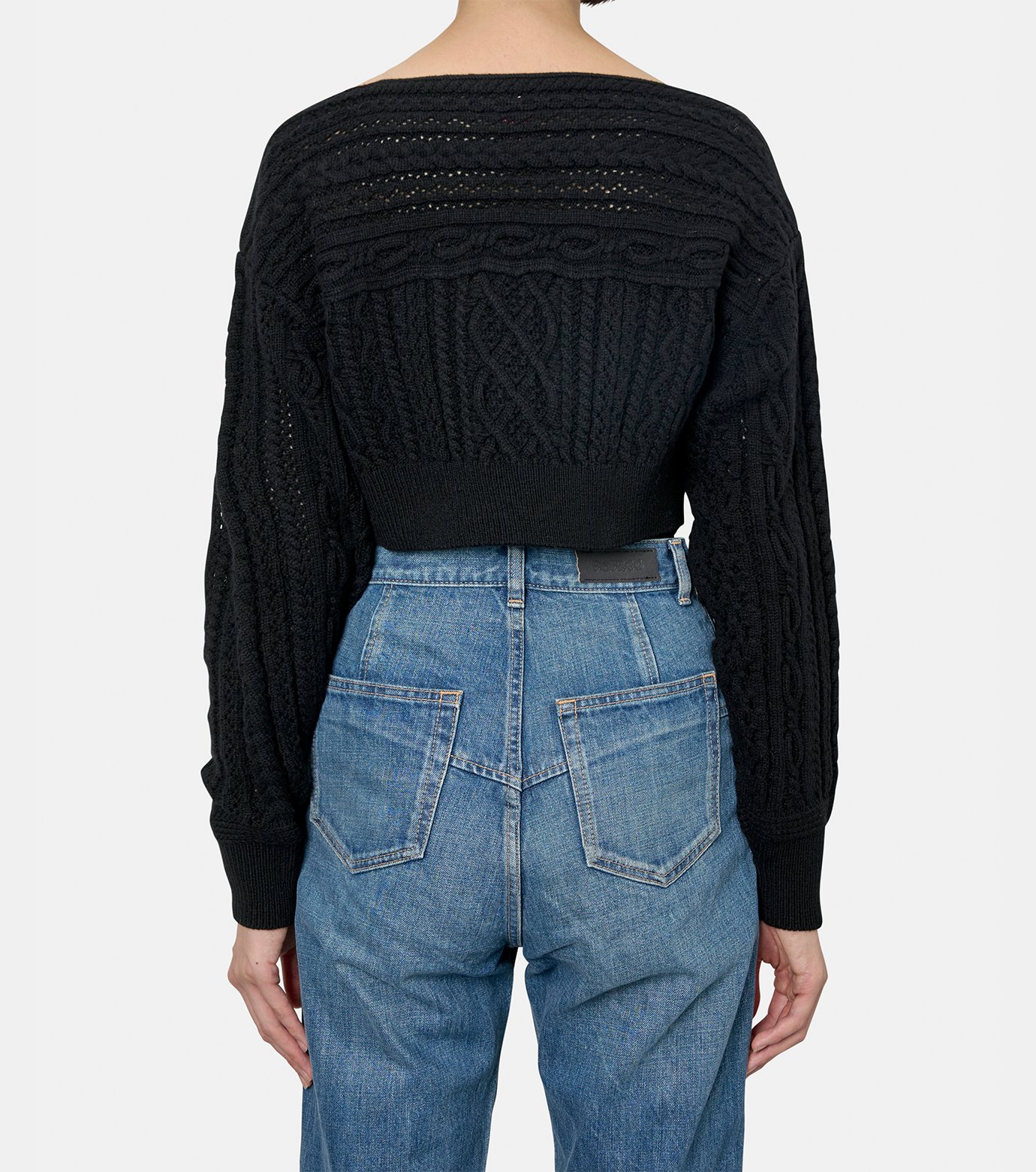 フェティコ - FETICO | Cable Knit Short Jumper-Black-36の通販