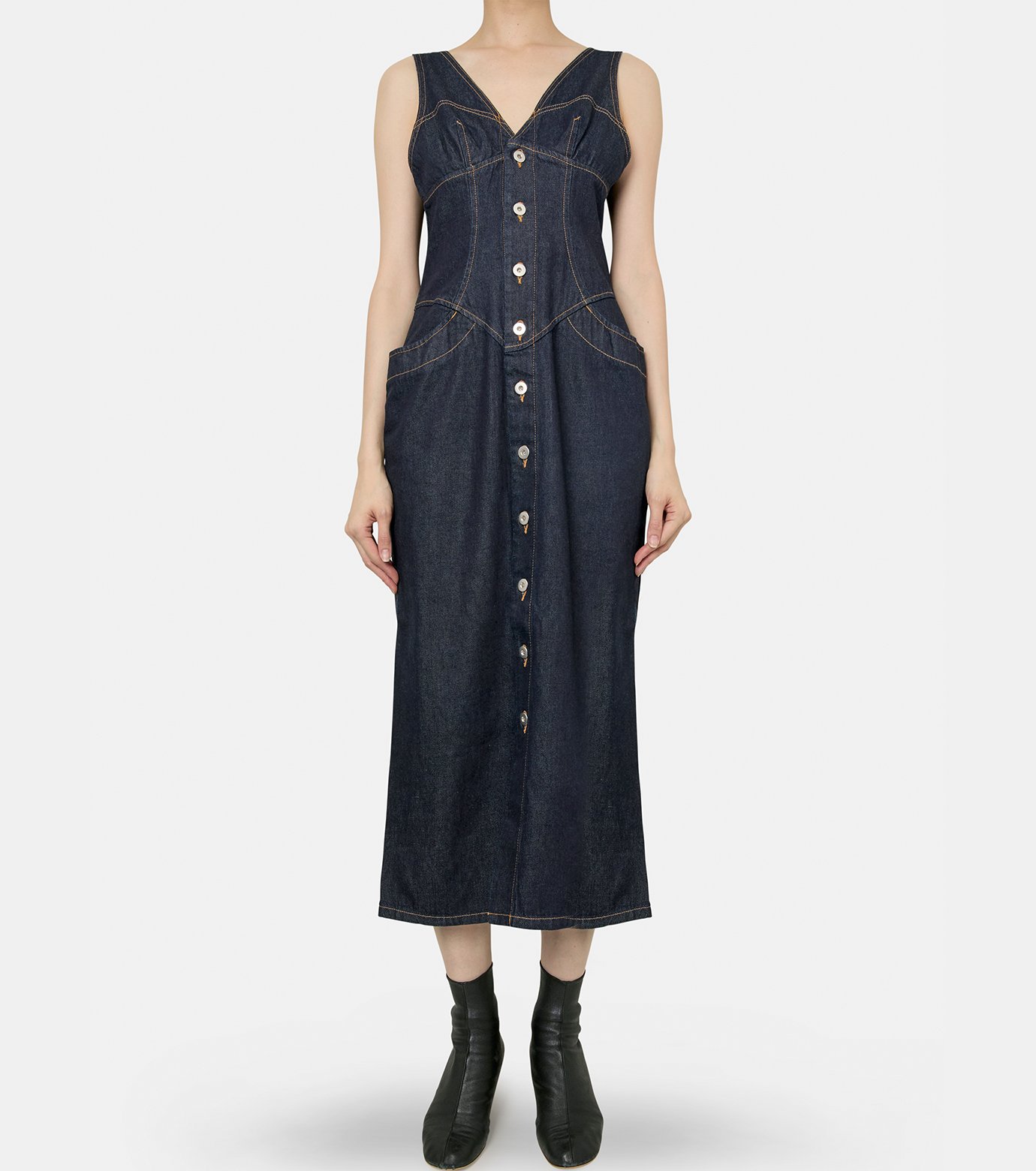 fetico Denim sleeveless dress デニム　フェティコ BIOTOP(ビオトープ) / WOMEN【FETICO】DENIM SLEEVELESS DRESS