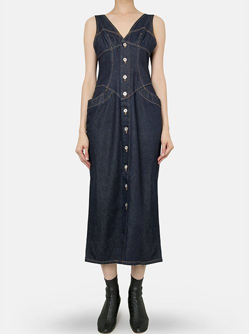 fetico Denim sleeveless dress デニム　フェティコ FETICO(フェティコ)のDenim sleeveless dress(ドレス)の通販｜PALETTE