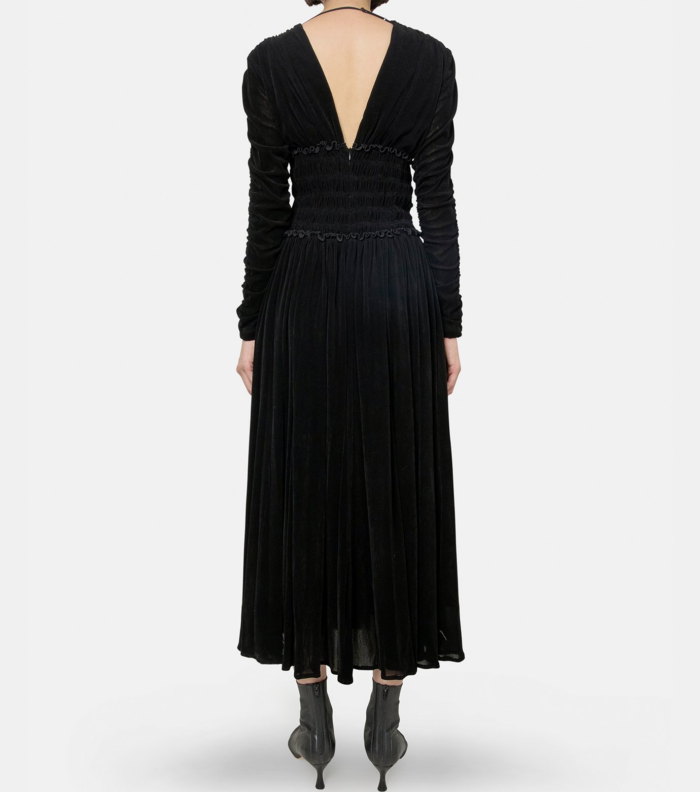 フェティコ - FETICO | Velvet Tulle Shirring Dress-Black-36の通販