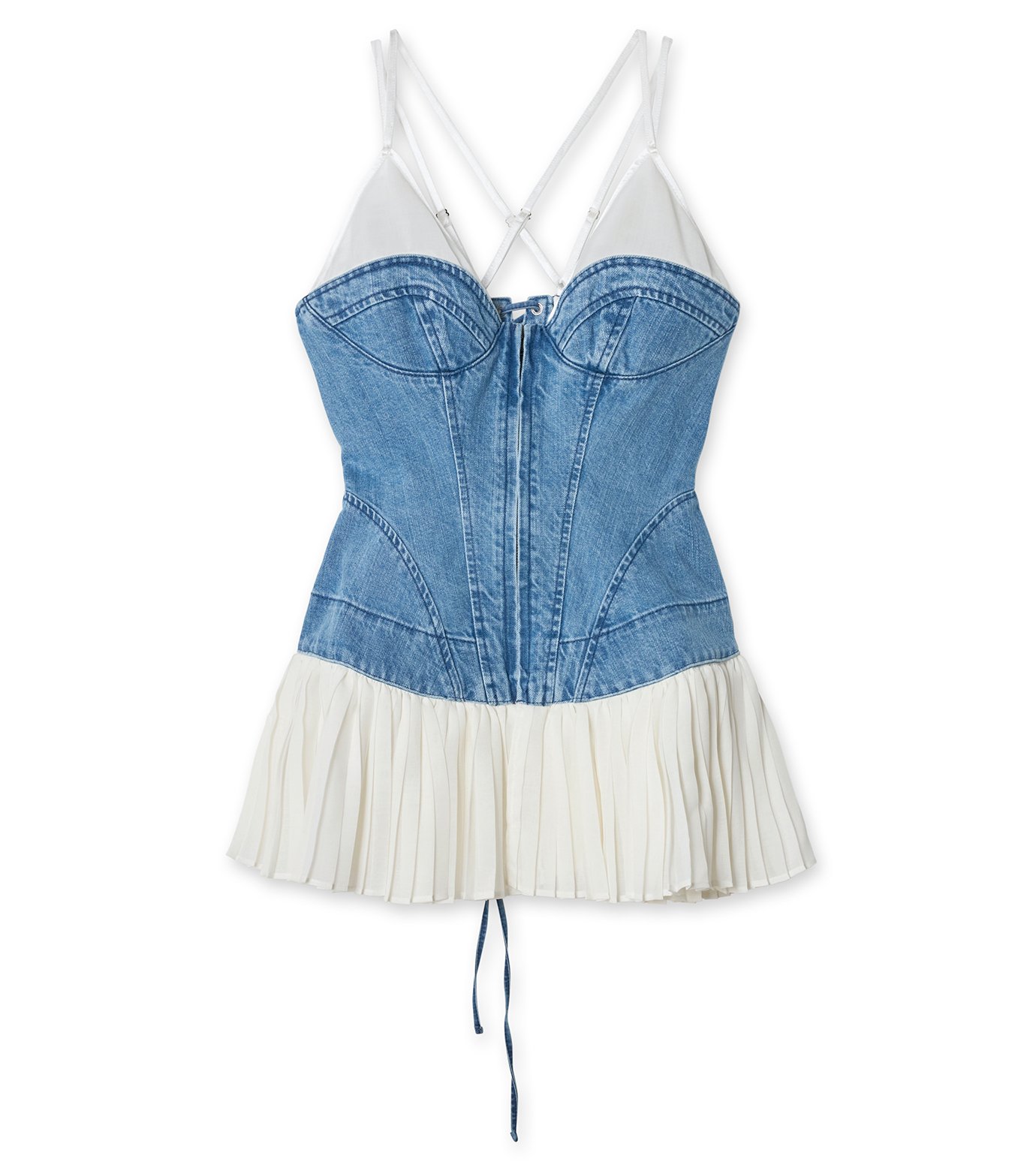 フェティコ - FETICO | Denim Pleated Bustier Top-Blue-36の通販