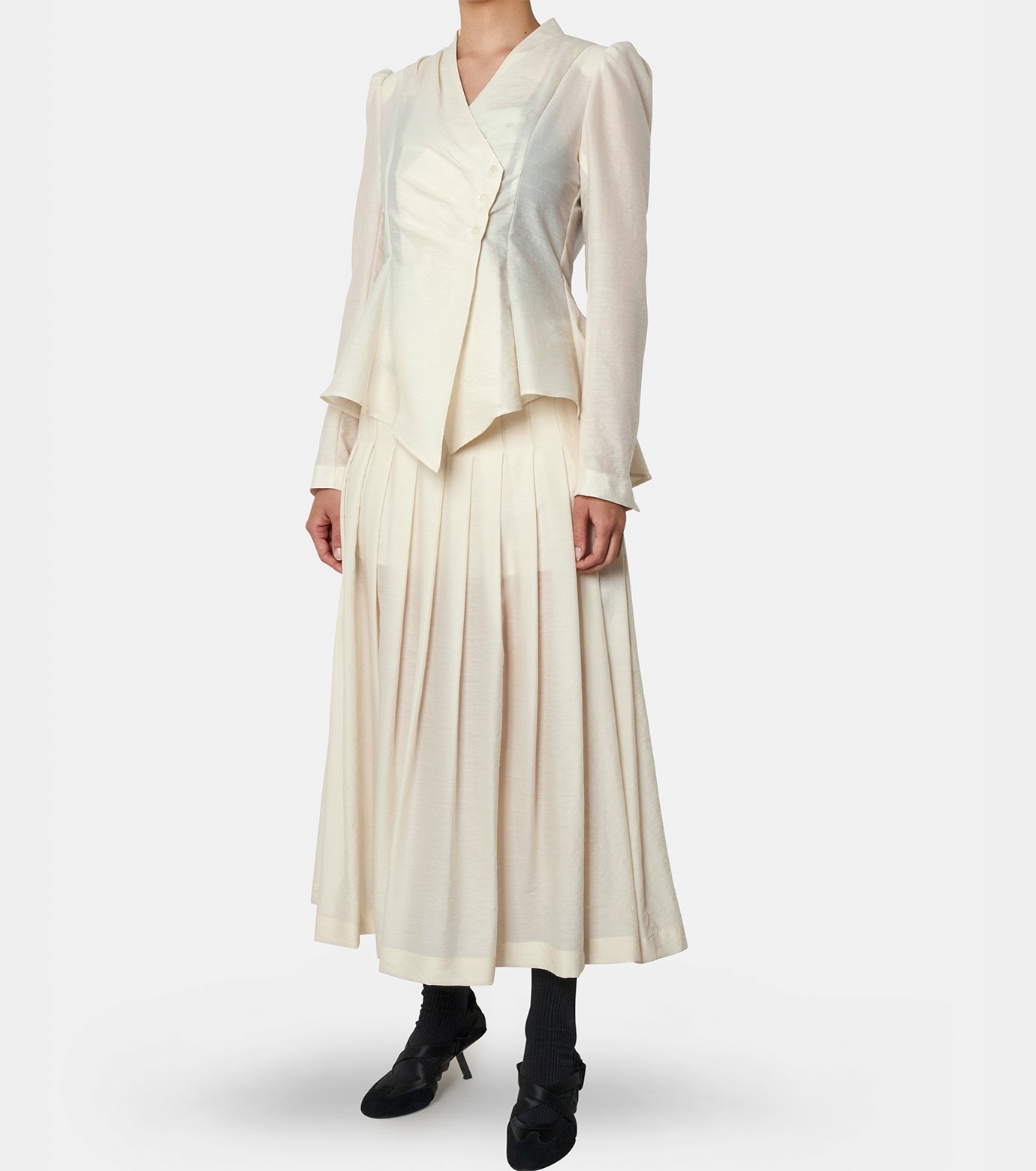 フェティコ - FETICO | Draped Wrap Jacket-Off White-36の通販 