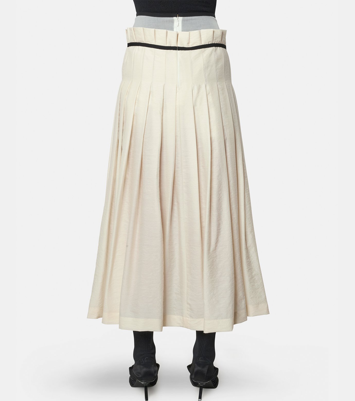 フェティコ - FETICO | Pleated Maxi Skirt-Off White-36の通販