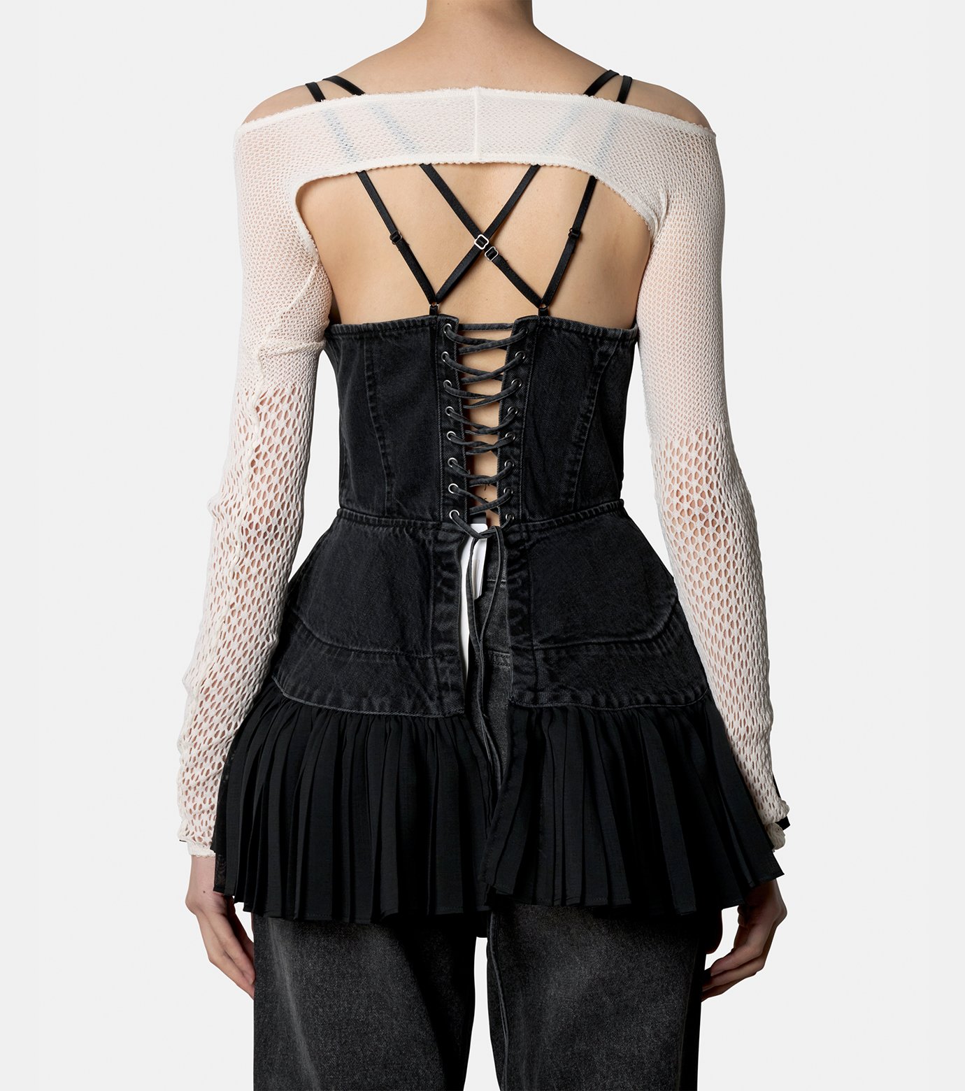 フェティコ - FETICO | Raschel Lace Knit Cropped Bolero-Off