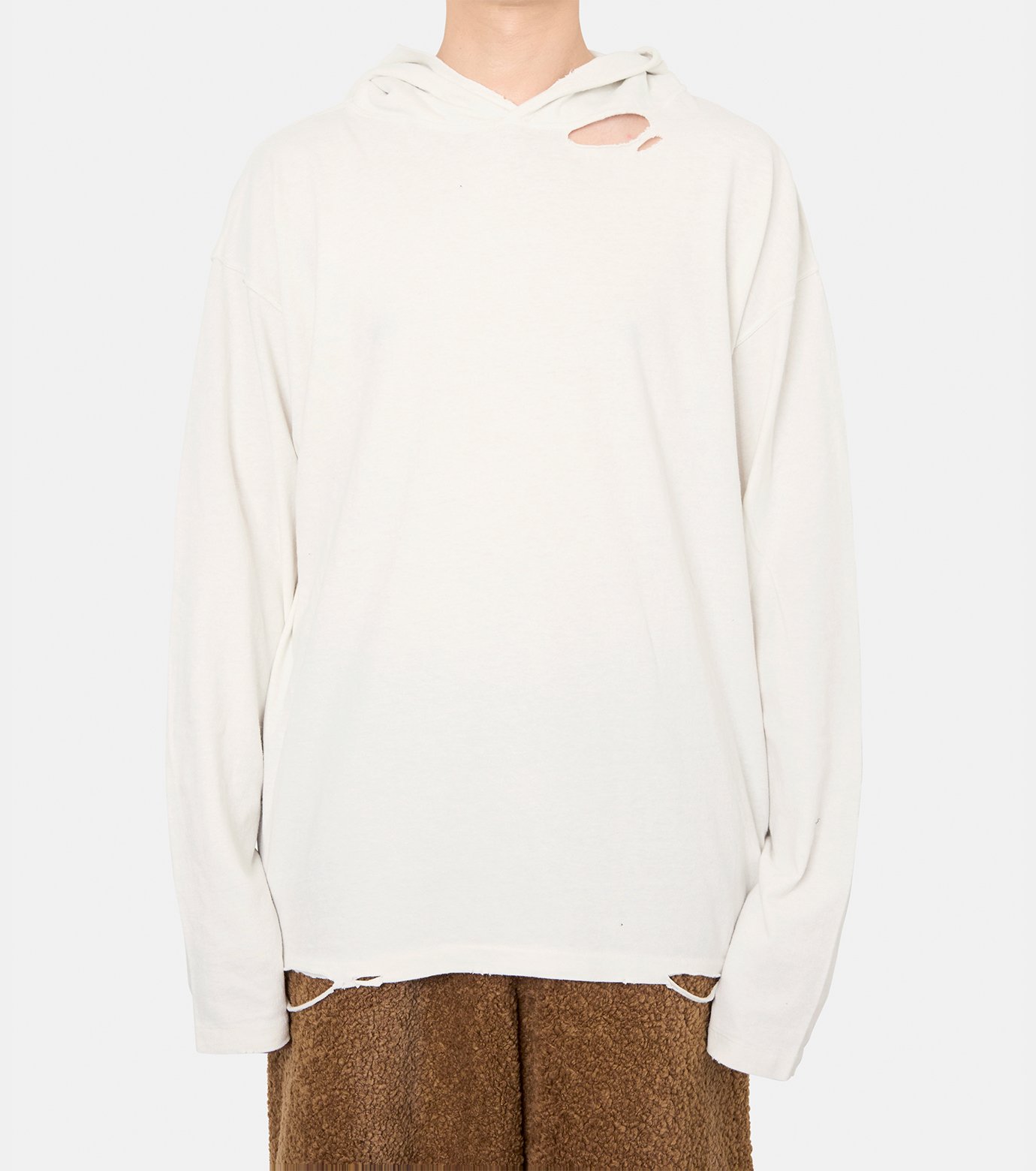 カミヤ - KAMIYA | Distressed Lightweight Hoodie-White-Sの通販 