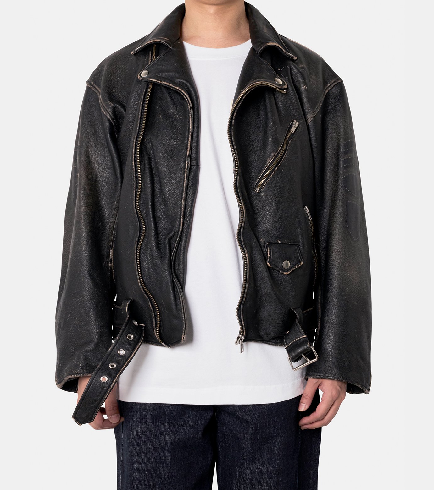 カミヤ - KAMIYA | Distressed Leather Biker | RESTIR リステア