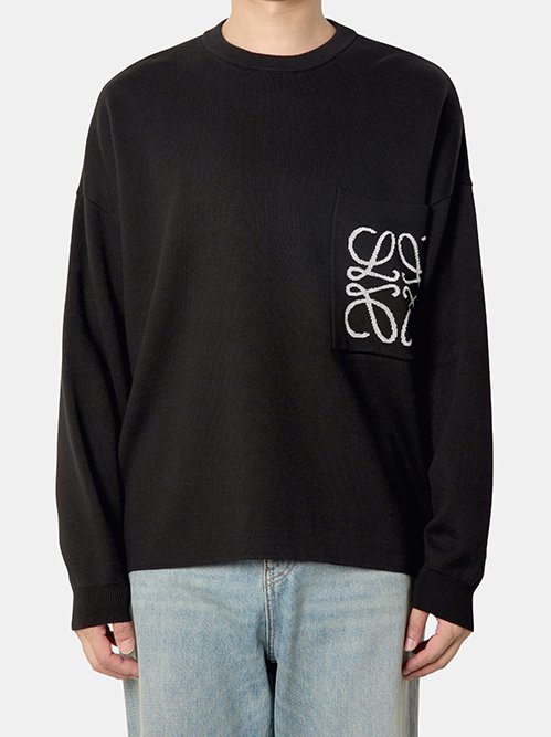 LOEWE ブラック グラフィックセーター　M ロエベ - LOEWE | ANAGRAM POCKET SWEATER-Black-Sの通販