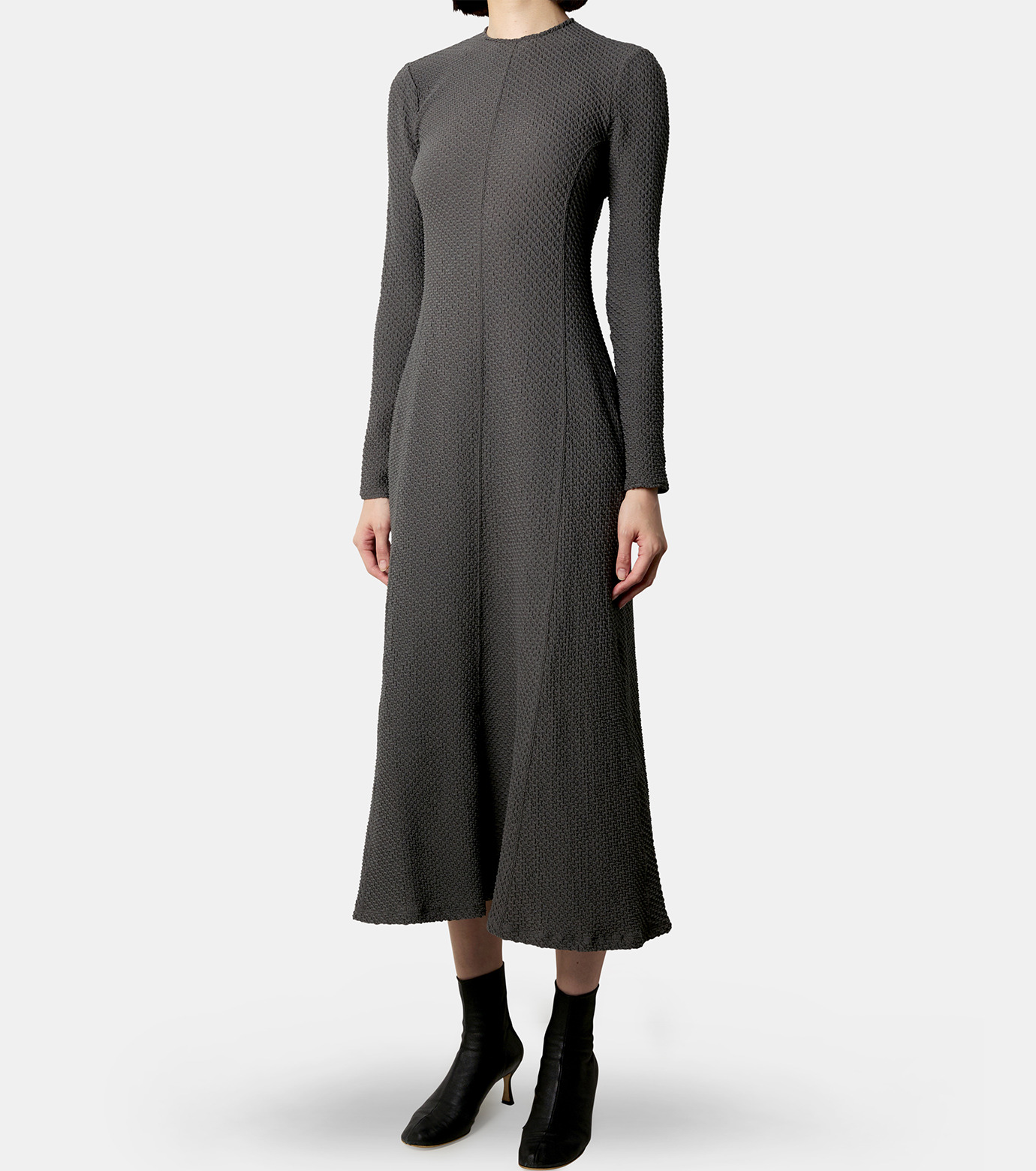 【値下げ】mame kurogouchi Smocked Jersey LS Highneck Tシャツ MM24FW-JS047 グレー サイズ：2 (梅田クロス茶屋町店) mame kurogouchi(マメクロゴウチ) Smocked Jersey LS HighneckT