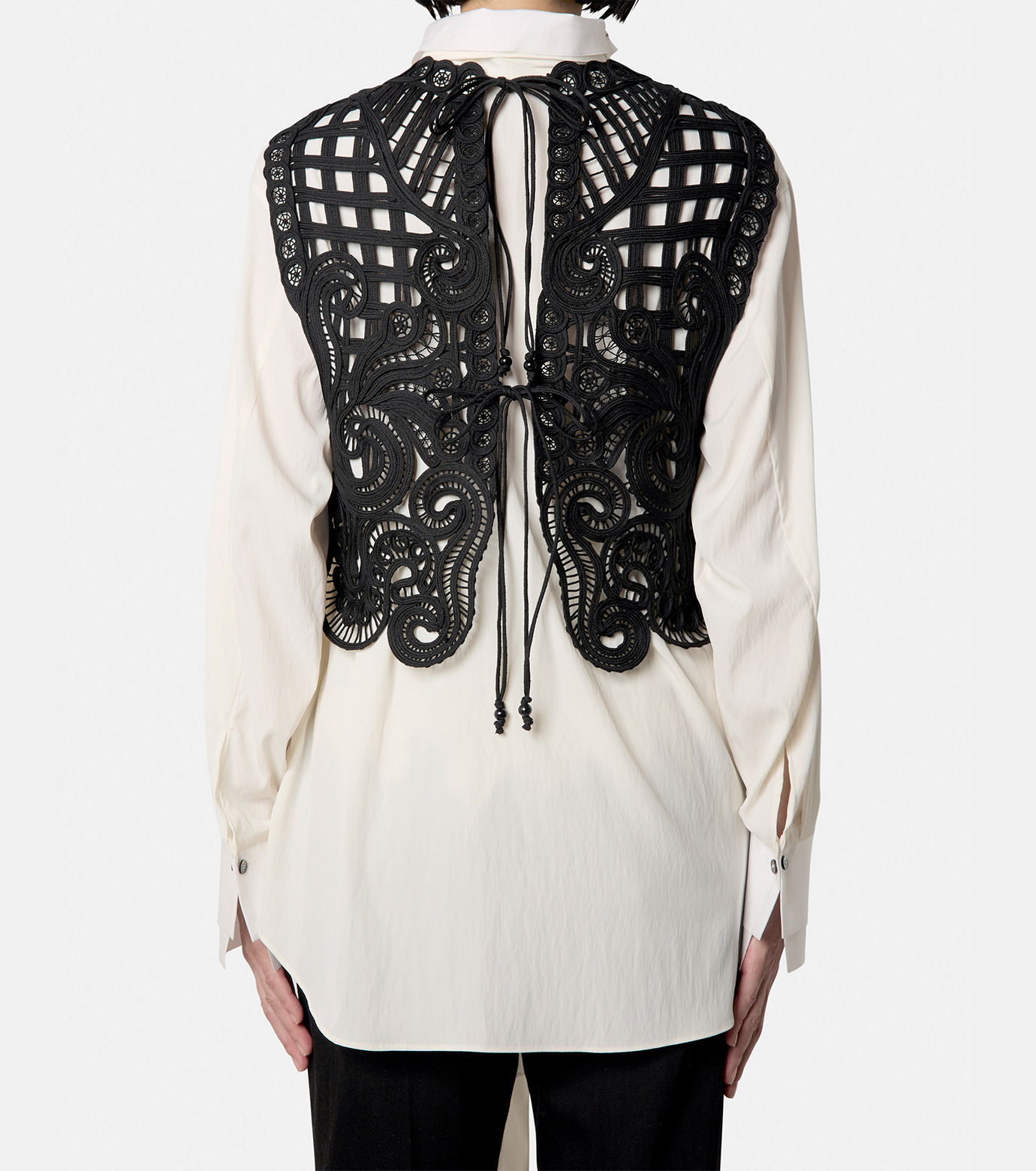 マメ マメ クロゴウチ - Mame Kurogouchi | Code Lace Gilet-Black-F