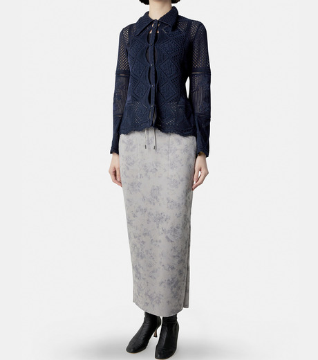 トップス mame kurogouchi Lace Knitted Cardigan Mame Kurogouchi懐かしさが透けるTraditional Curtain Lace