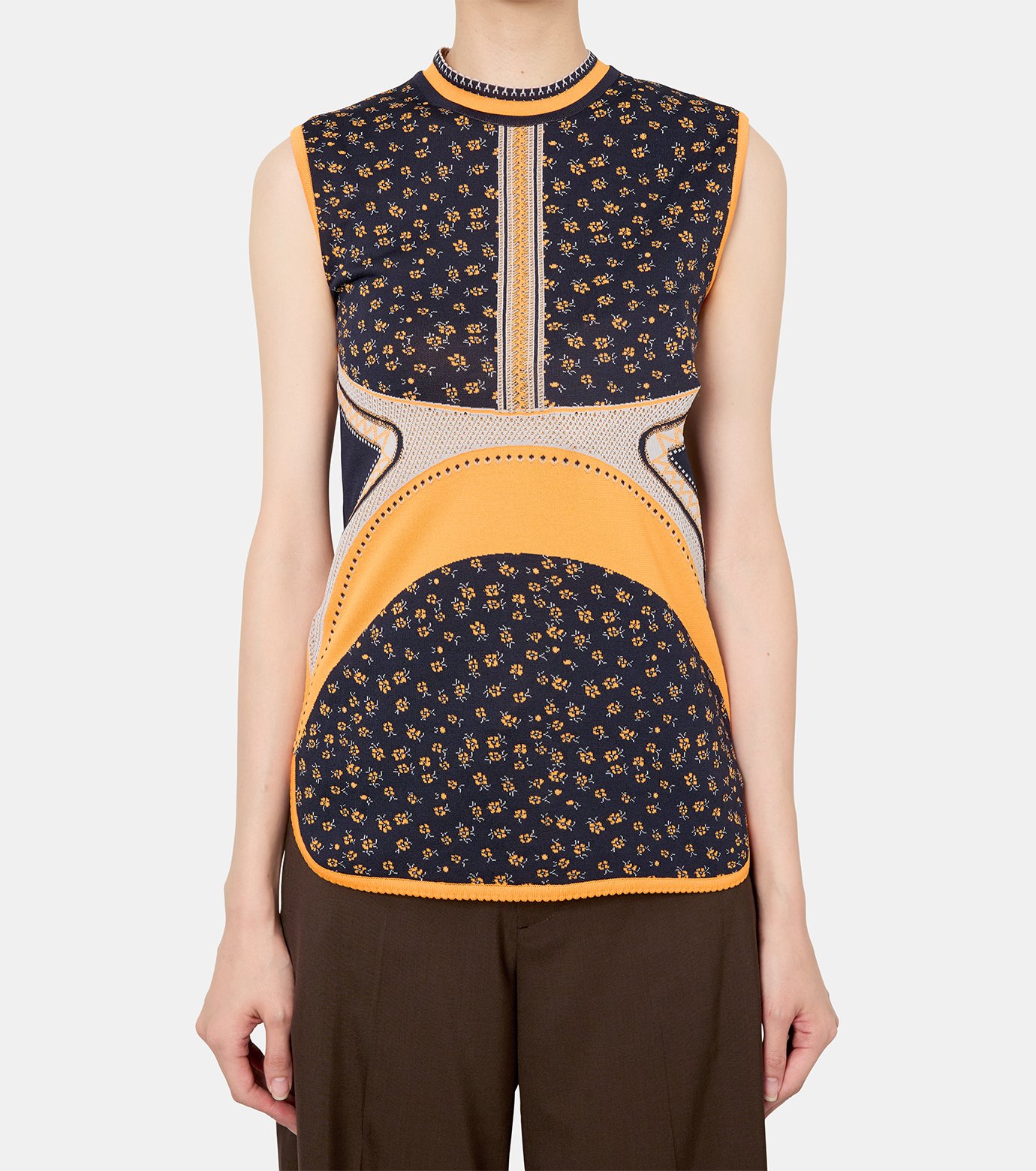マメ クロゴウチ - Mame Kurogouchi | Floral Knit Sleeveless
