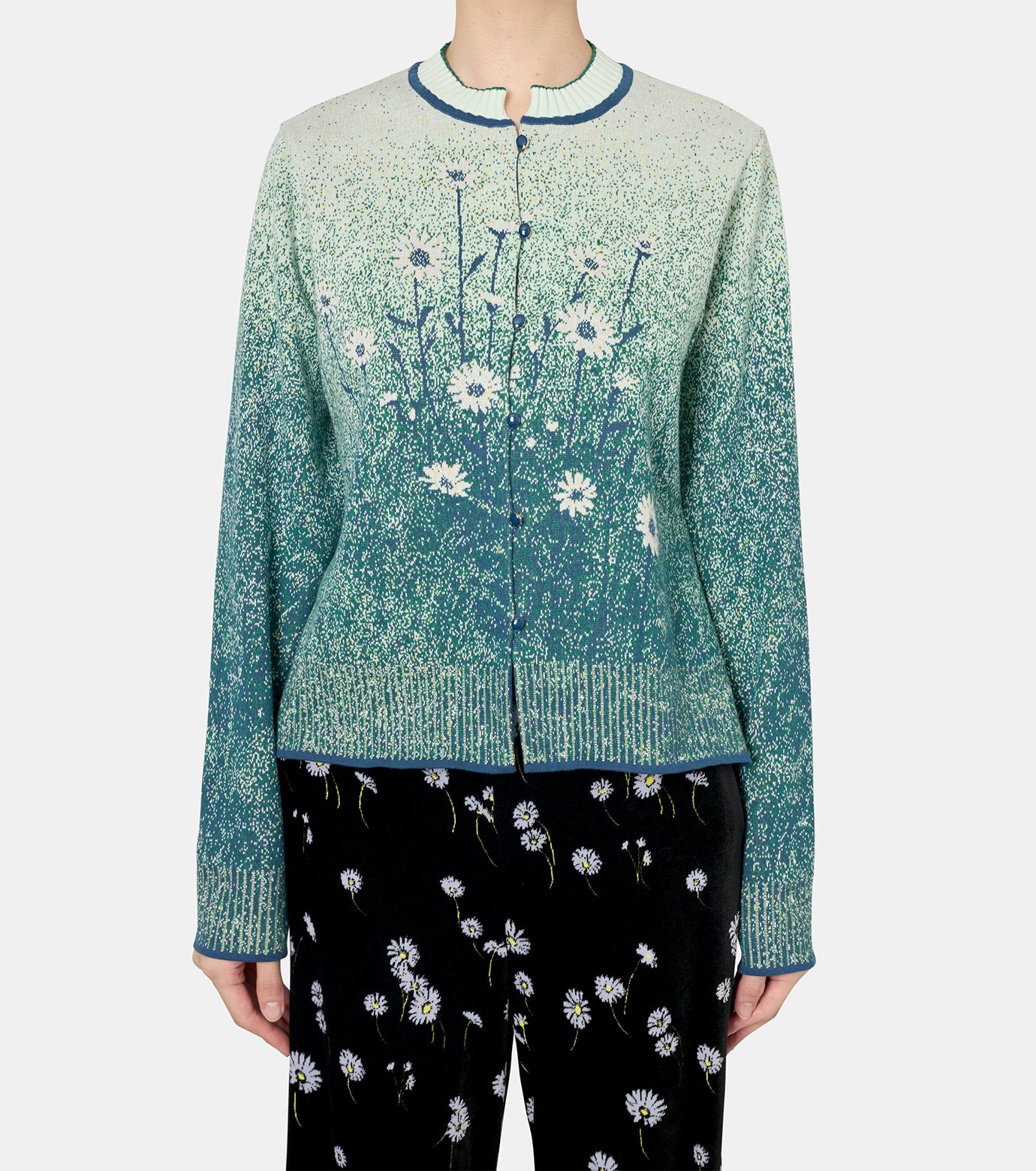 マメ クロゴウチ - Mame Kurogouchi | Floral Jqd Graphic Knit