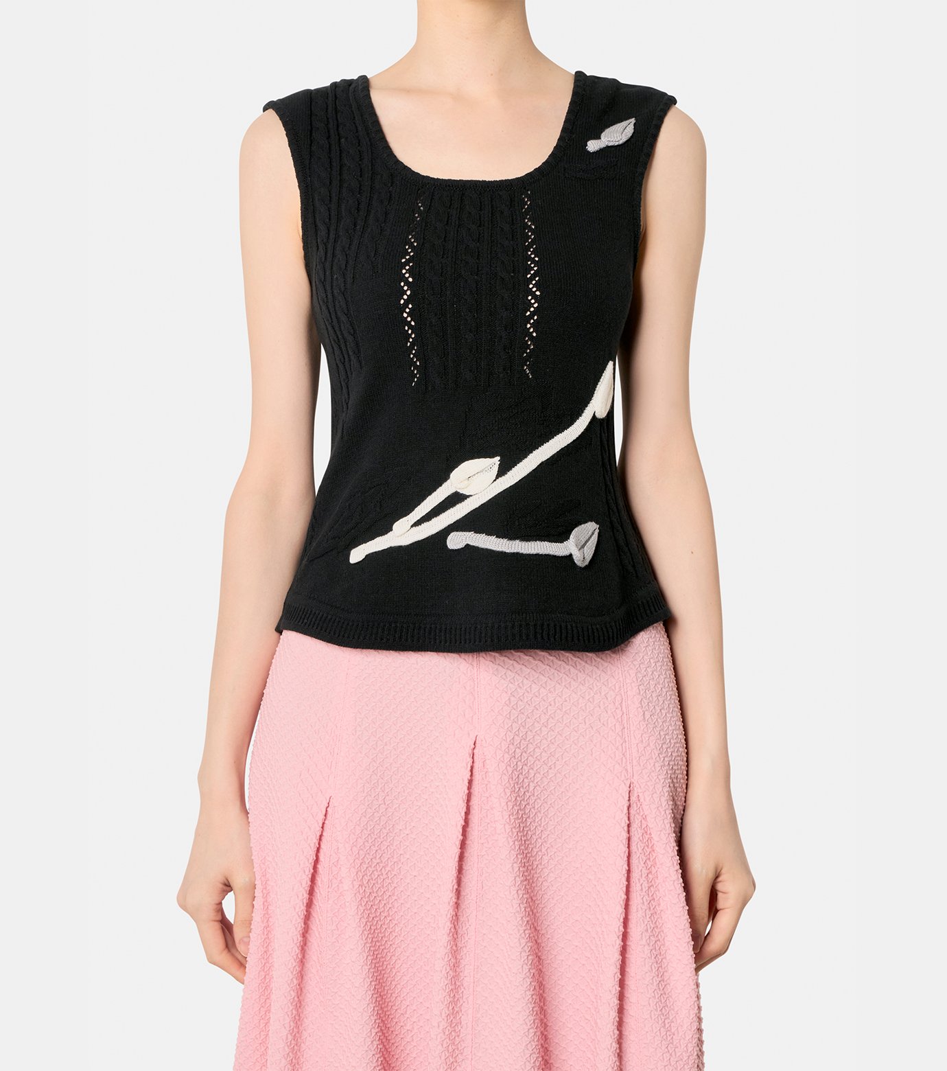 マメ クロゴウチ - Mame Kurogouchi | Knit Tank w/Emb-Black-1の通販