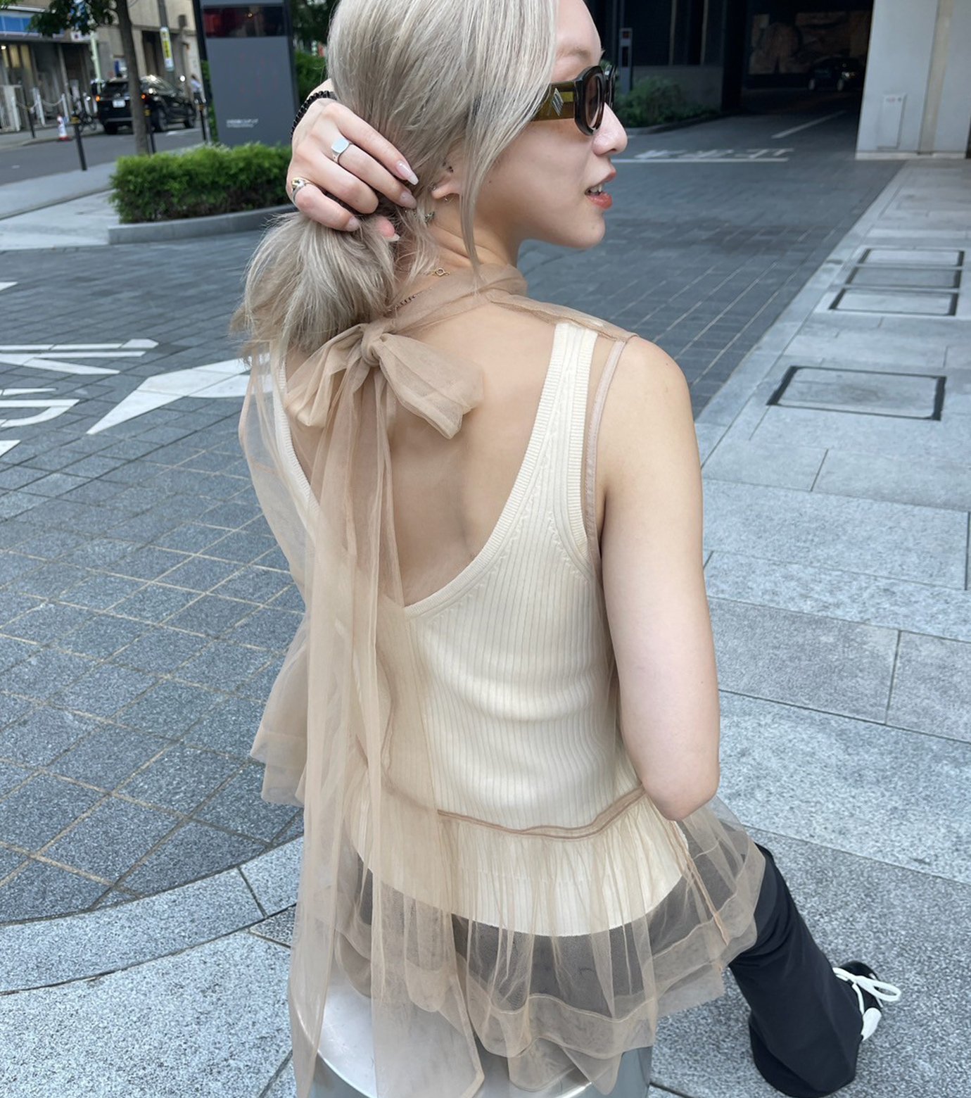 NICENICEMOMENT TANKTOP SHELL アイボリー ナイスナイス モーメント - NICENICE MOMENT | 【カップ付き】TANK TOP