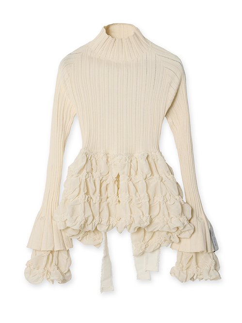 ロク - Rokh | Back Open Smocking Cntrast Top-Off | RESTIR