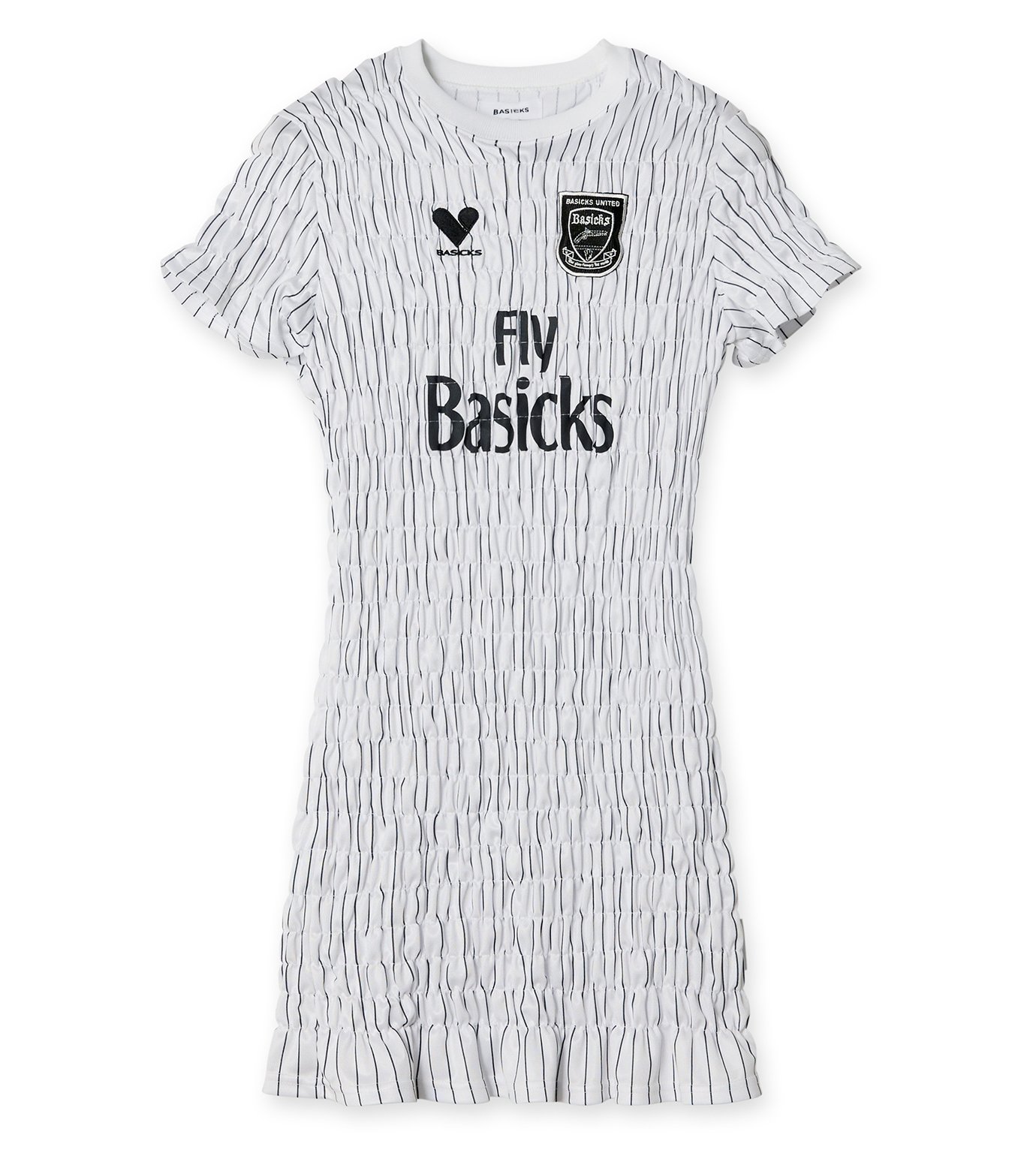 ベイシックス - BASICKS | Shirring Football Dress-White-Sの
