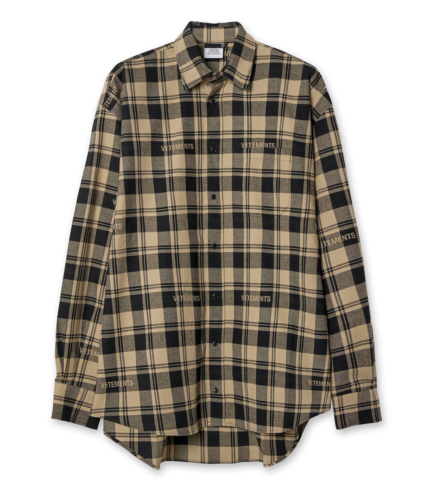 ヴェトモン - VETEMENTS | LOGO JACQUARD PLAID SHIRT-Beige-Sの通販