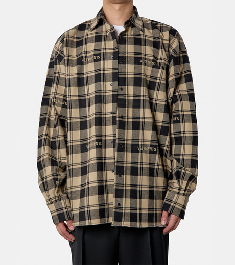ヴェトモン - VETEMENTS | LOGO JACQUARD PLAID SHIRT-Beige-Sの通販