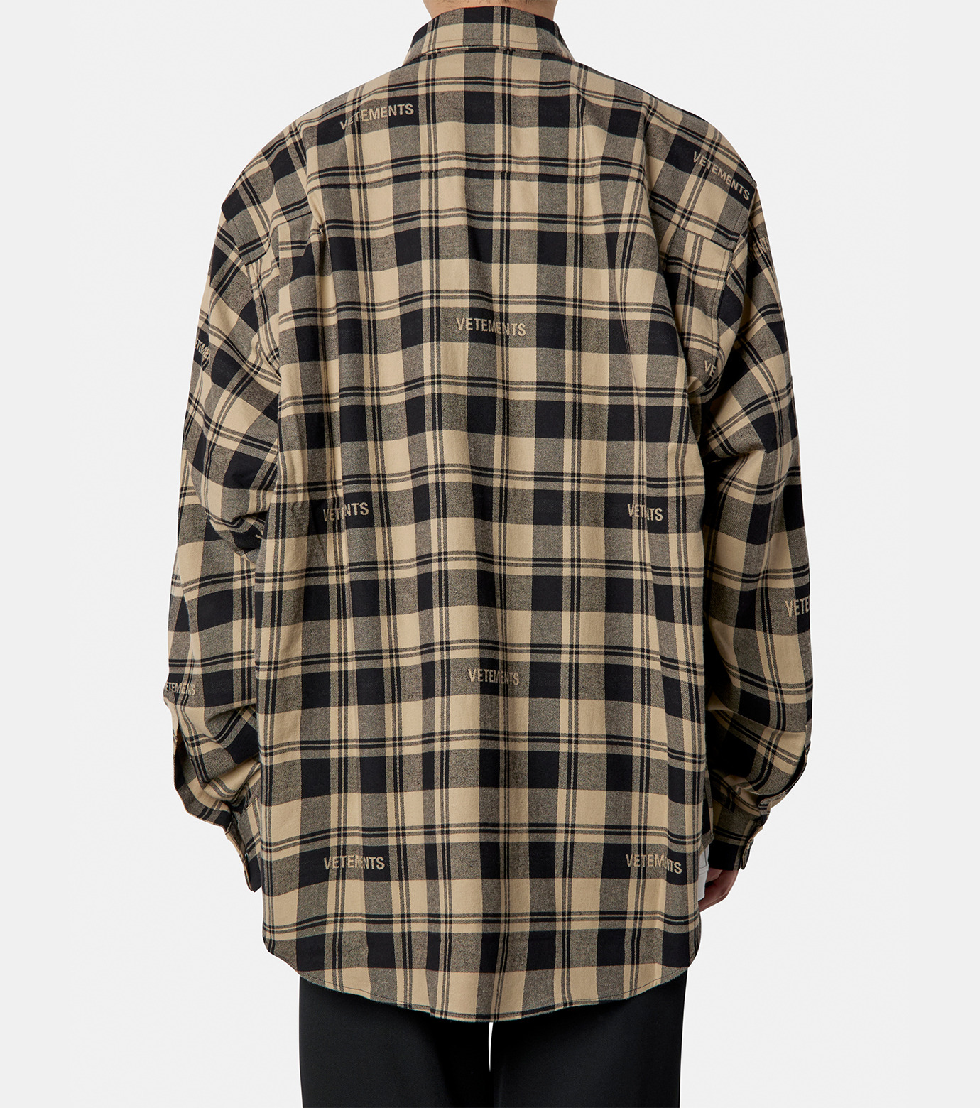 ヴェトモン - VETEMENTS | LOGO JACQUARD PLAID SHIRT-Beige-Sの