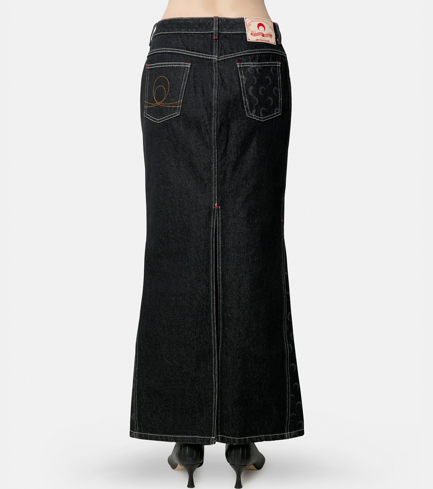 スカート MARINE SERRE MOON LASERED DENIM SKIRT LONG Moon Laser Denim Long Skirt • Marine Serre